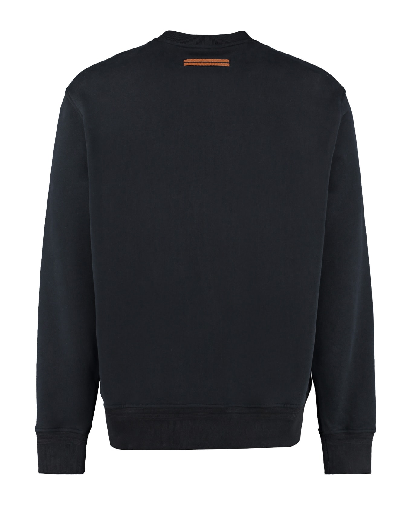 Zegna Logo Detail Cotton Sweatshirt - black フリース