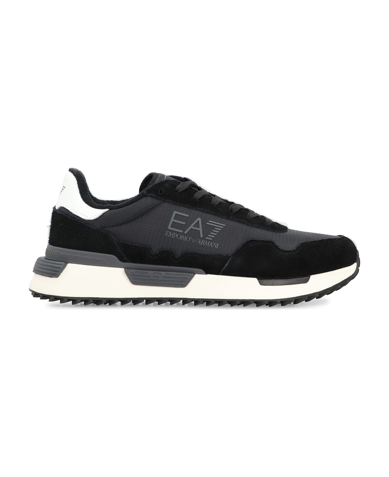 EA7 Leather And Fabric Low-top Sneakers - black