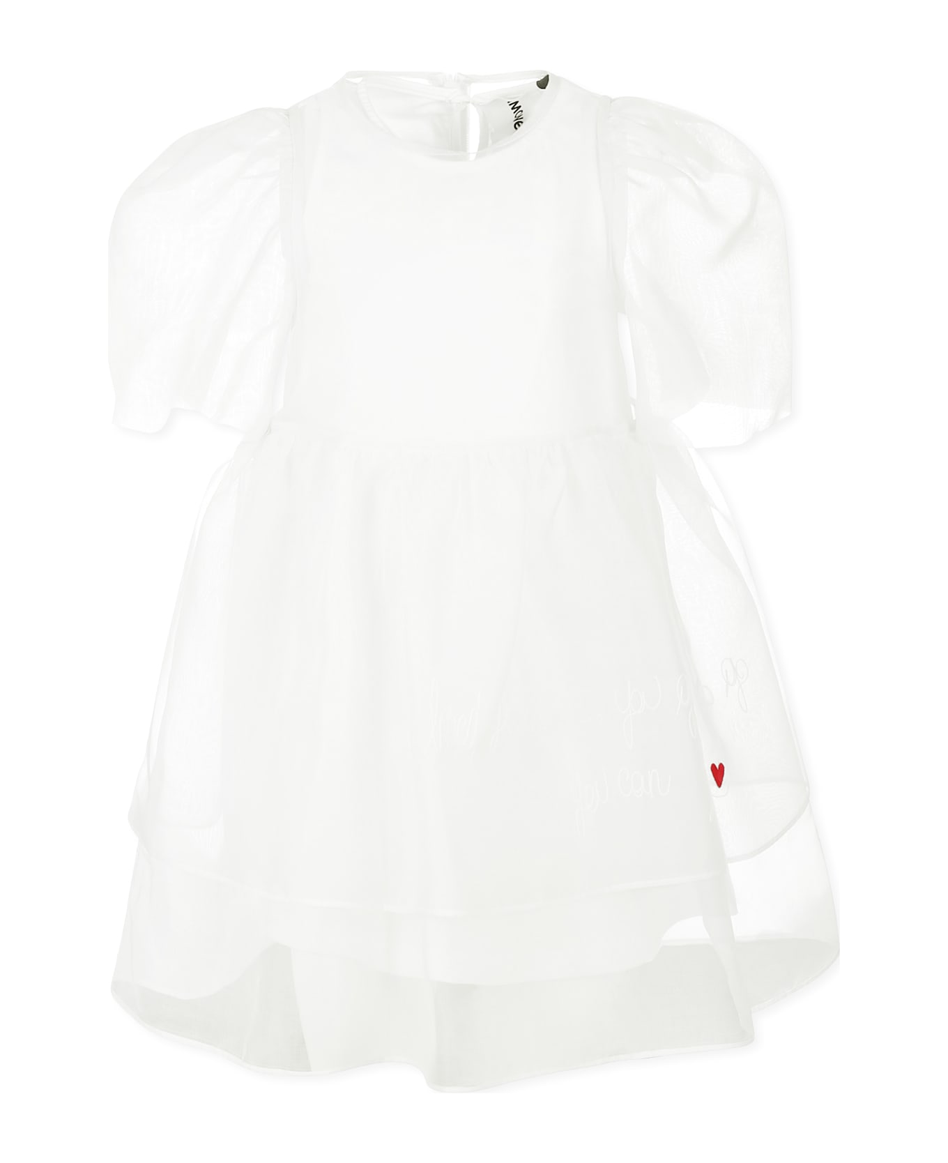 Simonetta White Dress For Girl With Writing - White