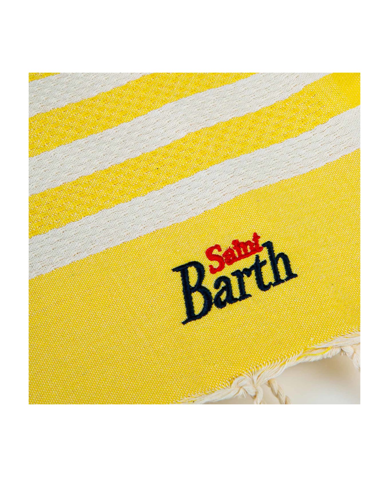 MC2 Saint Barth Classic Honeycomb Fouta With Yellow Stripes - YELLOW ビーチタオル