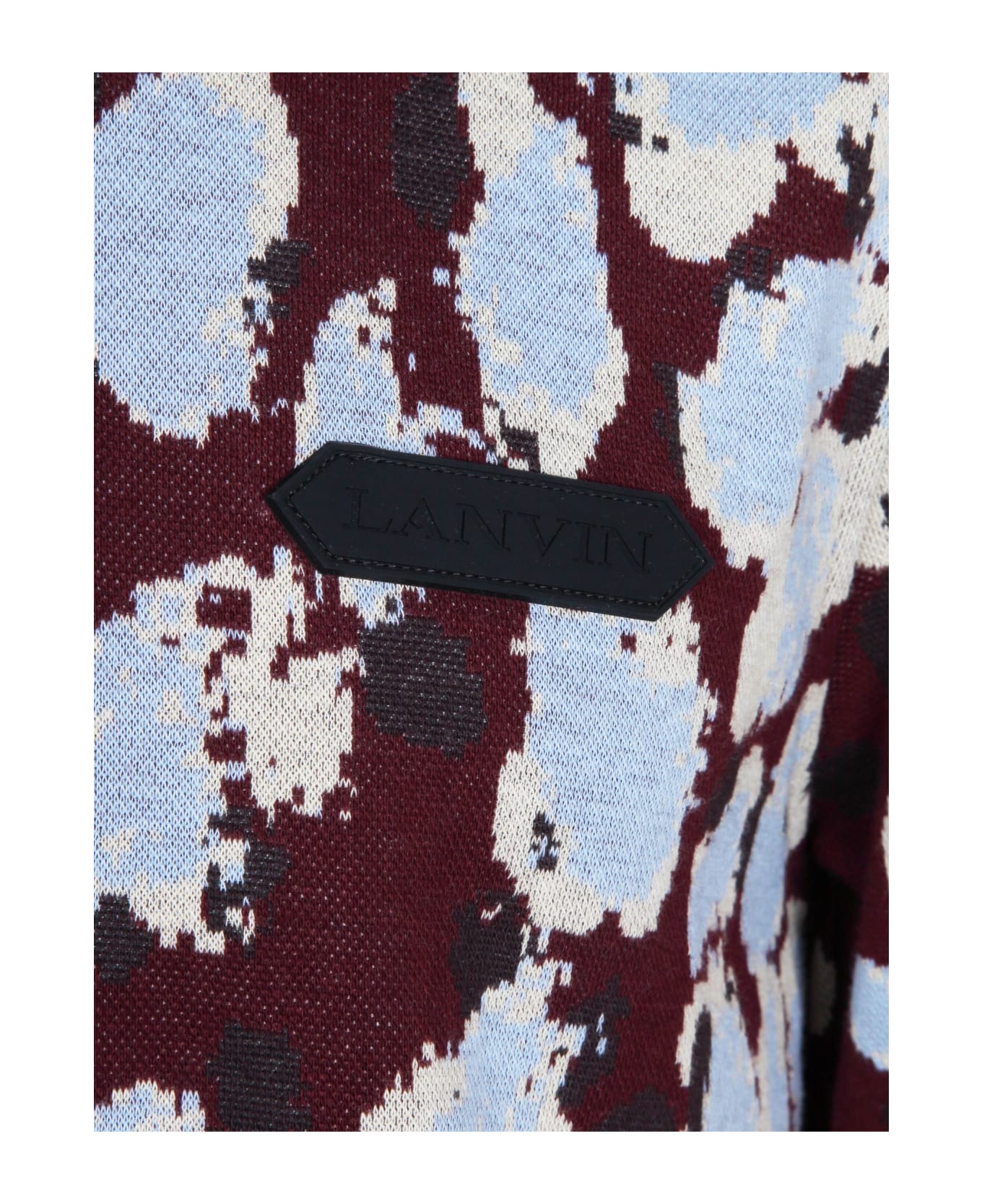 Lanvin Cotton Polo Shirt With Jacquard Pattern - Burgundy