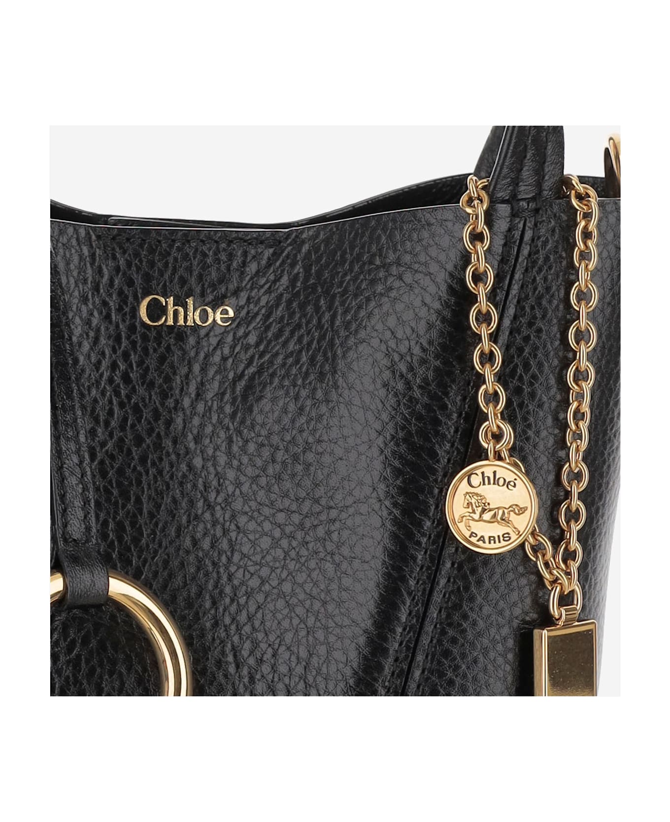 Chloé Spin Garnet Leather Small Tote Bag - Black