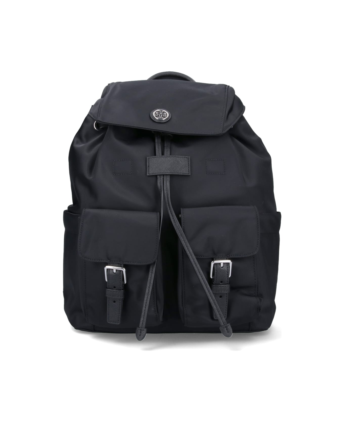 Tory Burch Nylon Flap Backpack - Black