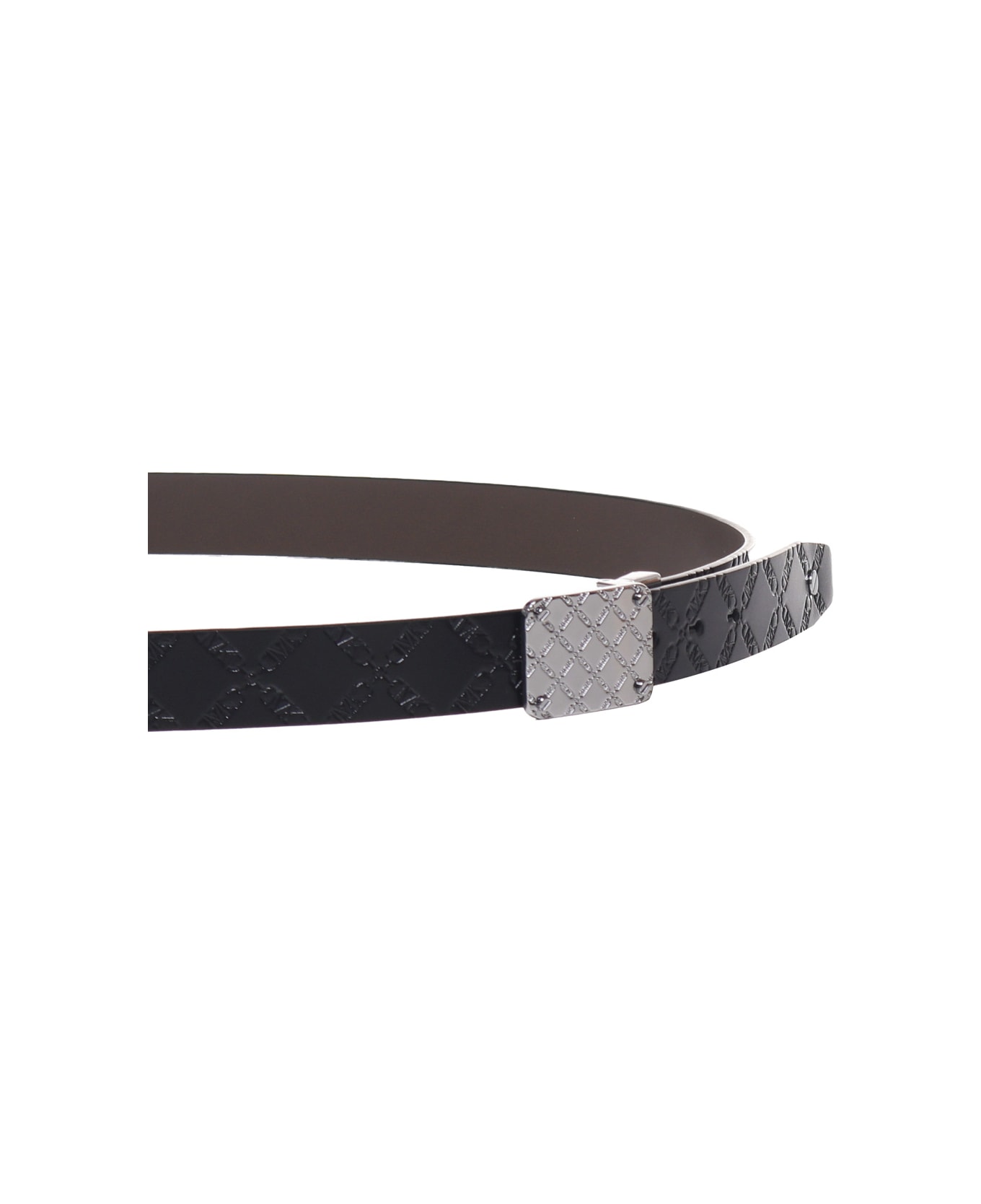 MICHAEL Michael Kors Reversible Empire Logo Embossed Leather Belt - Black