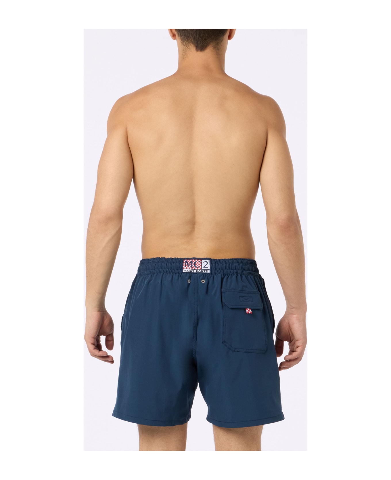 MC2 Saint Barth Comfort Classic Stretch Swim Shorts With Dal Padel Alla Brace Embroidery | Insulti Luminosi Special Edition - BLUE