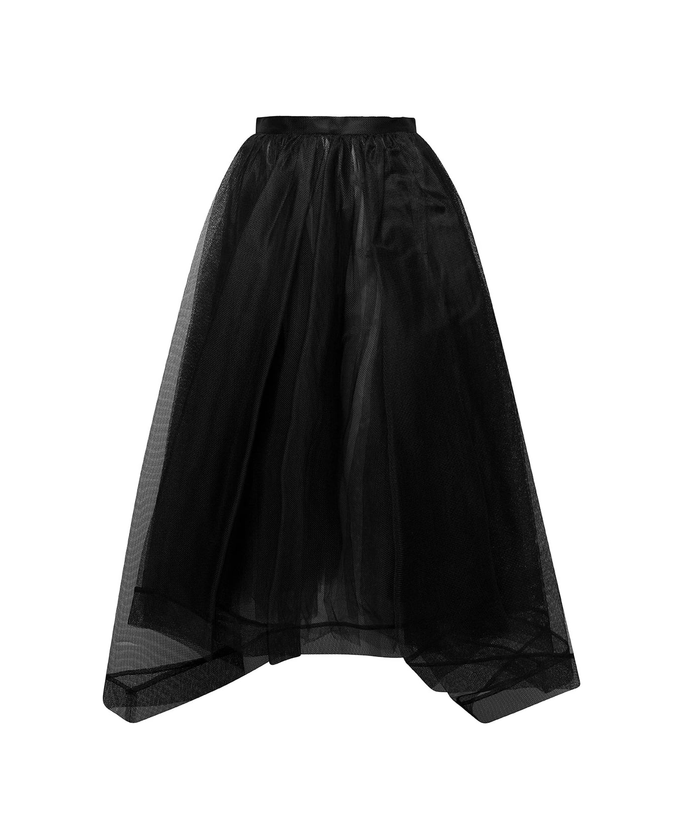 Alexander McQueen Midi Black Round Skirt In Paris Net Woman