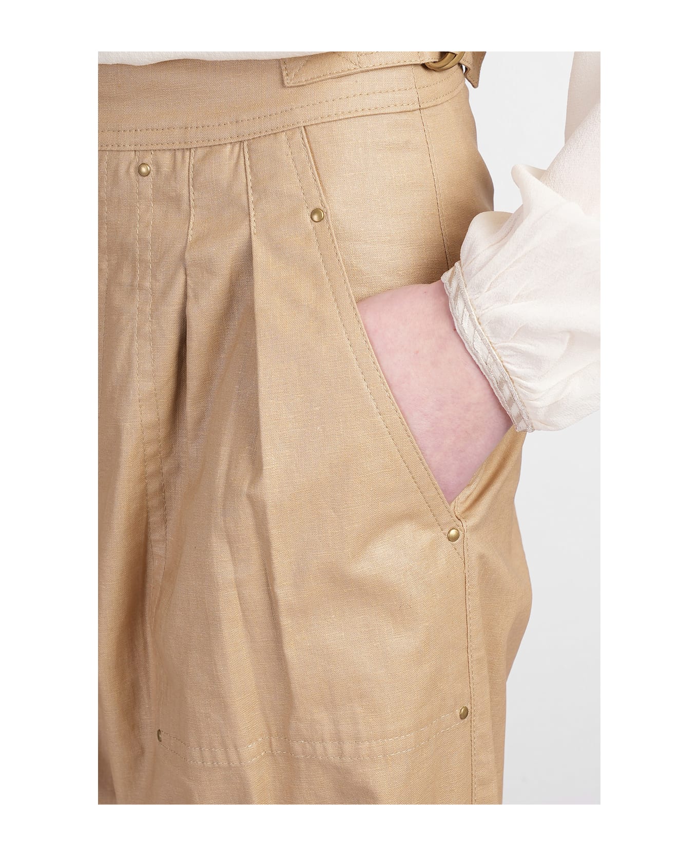 Isabel Marant Fidji Pants In Beige Linen - beige