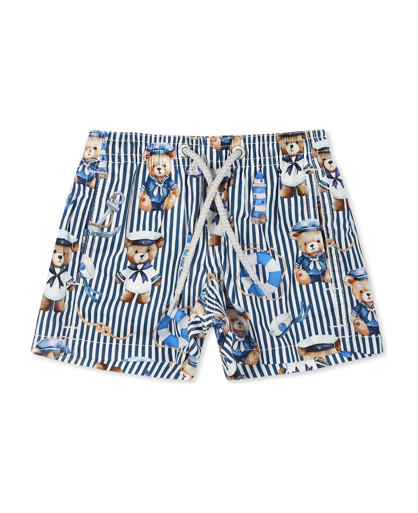MC2 Saint Barth Blue Swim Short For Baby Boy With Bear - Blue