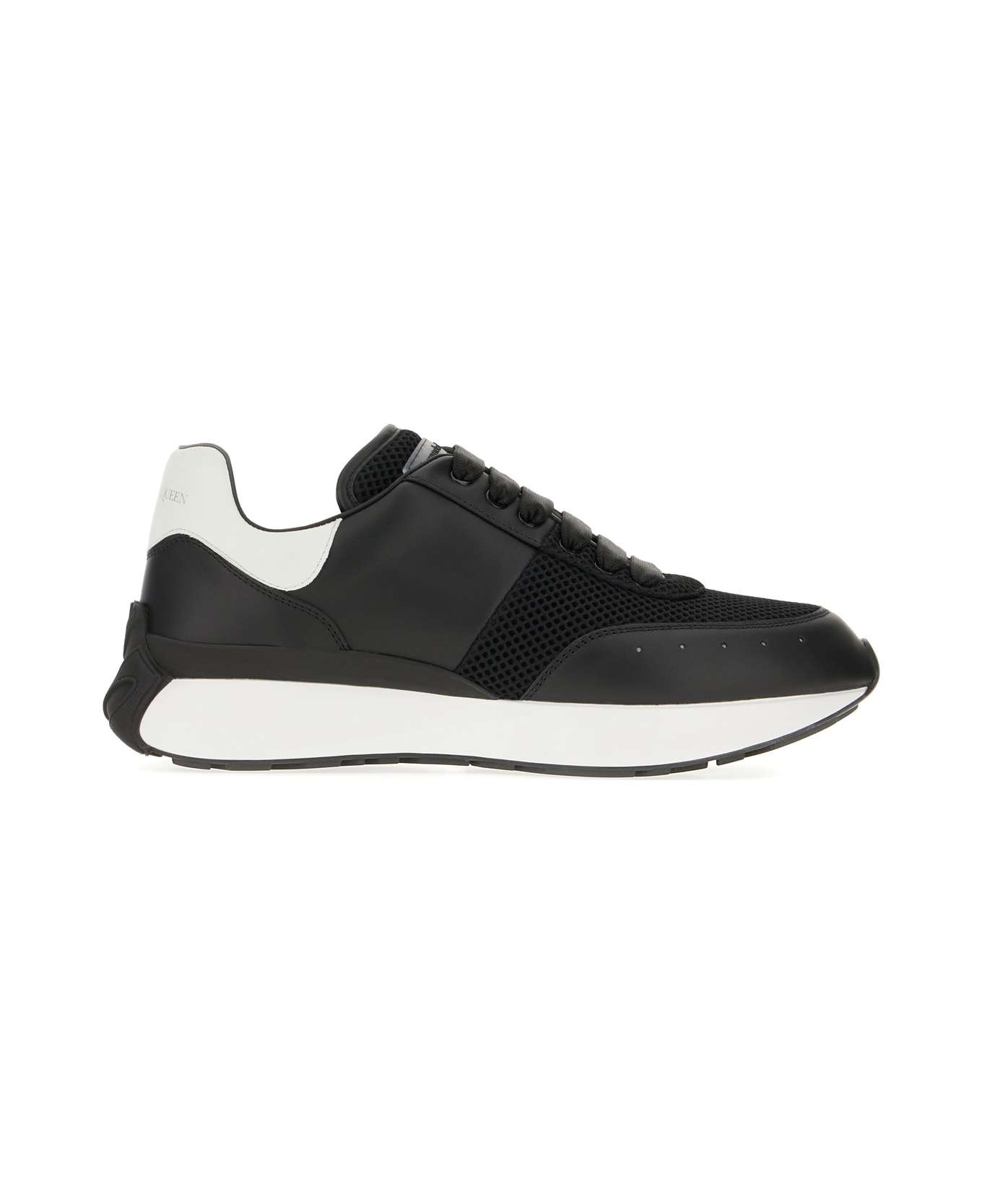 Alexander McQueen Panelled Chunky Lace-up Sneakers - BLACK WHITE SILVER