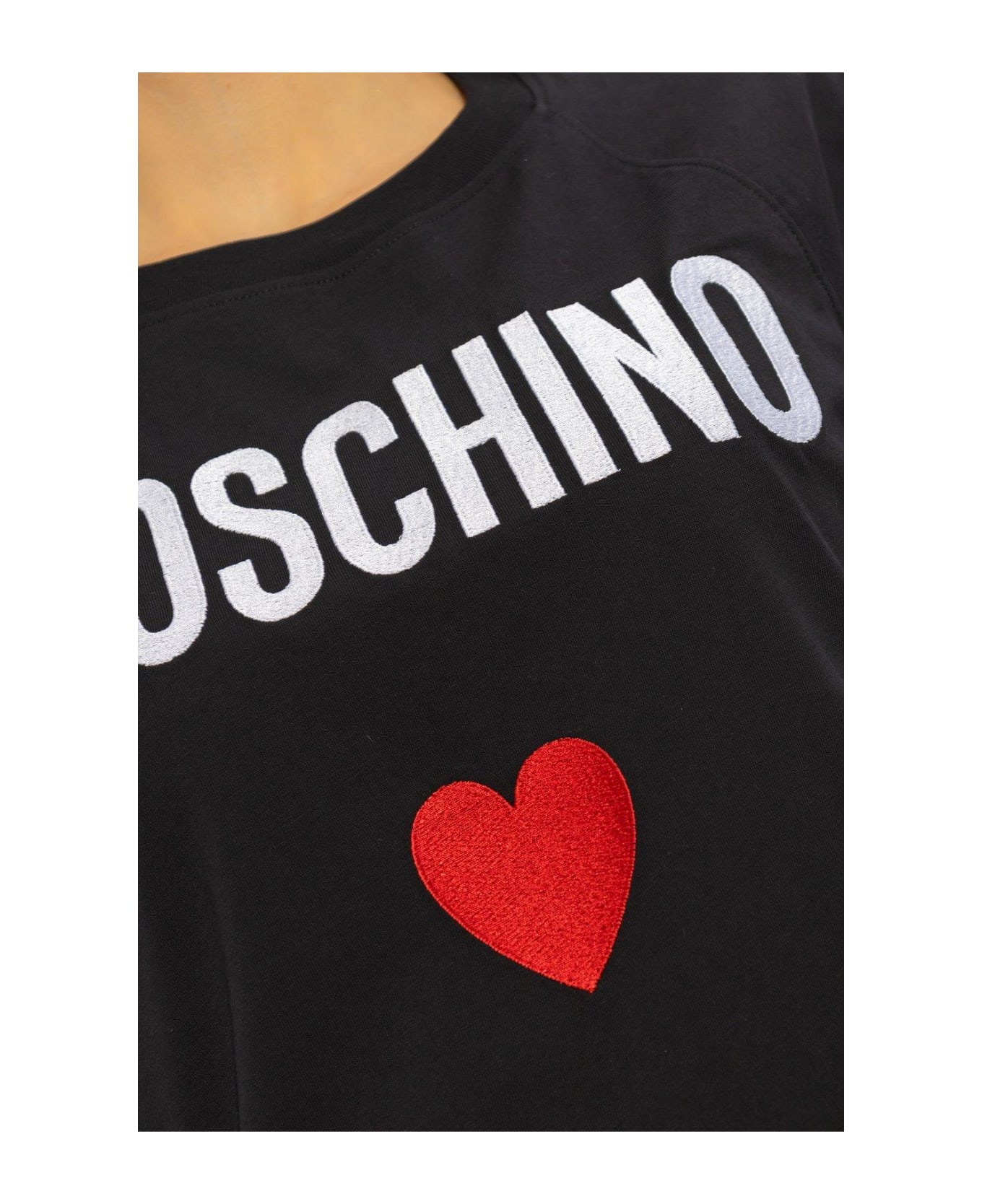 Moschino Logo Embroidered Crewneck Mini Dress