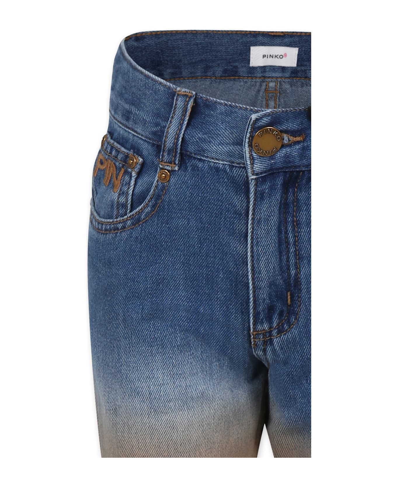 Pinko Denim Jeans For Girl With Logo - Denim