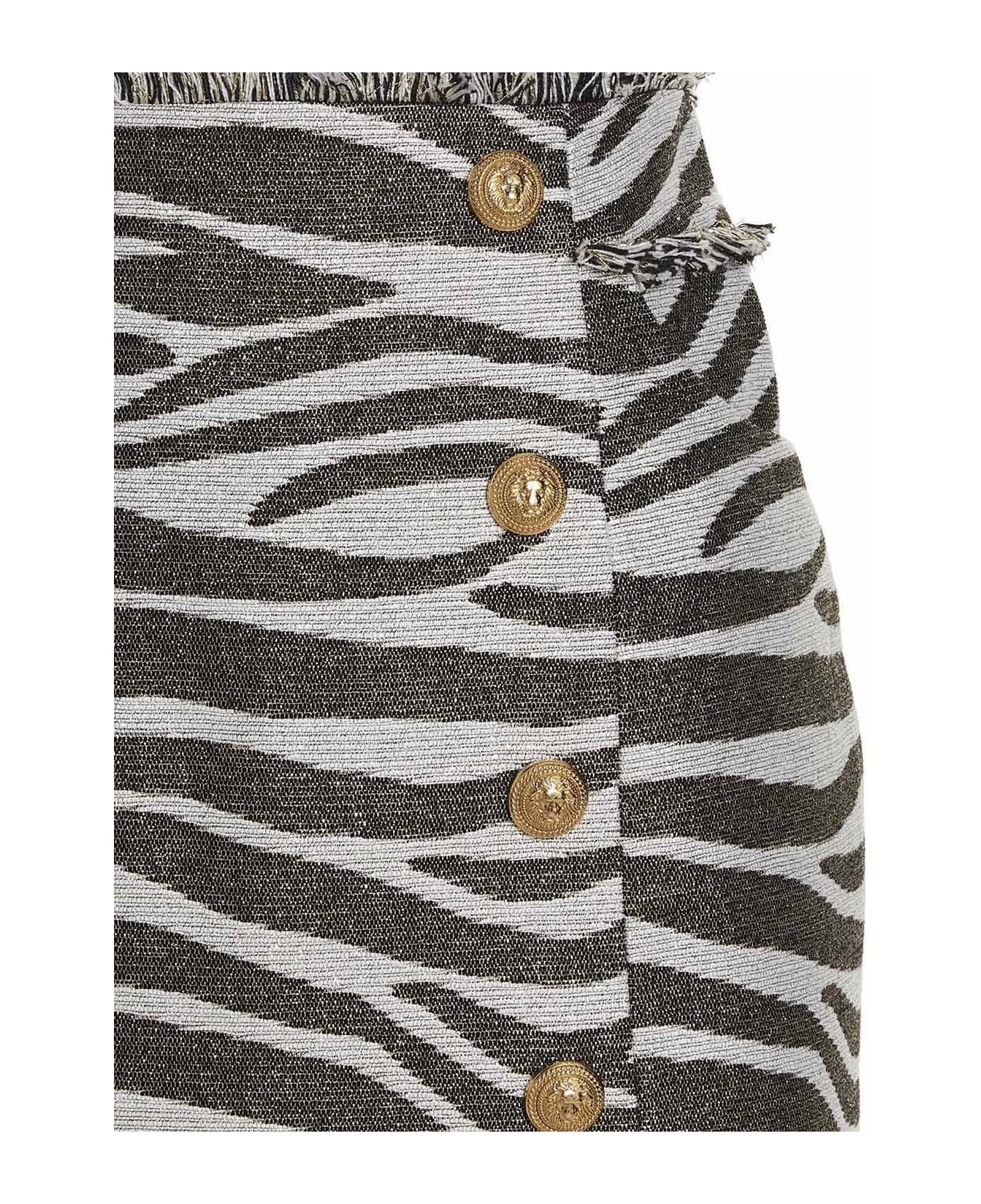 Balmain 'lurex Zebra' Skirt - Gad Blanc Or