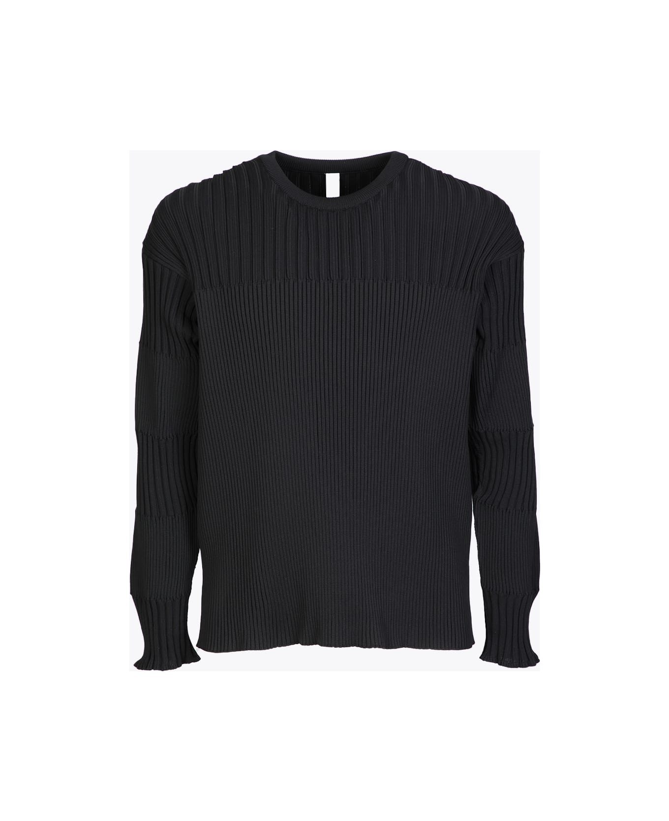 CFCL Fluted Top 3 Black rib-knitted curled top - Fluted top