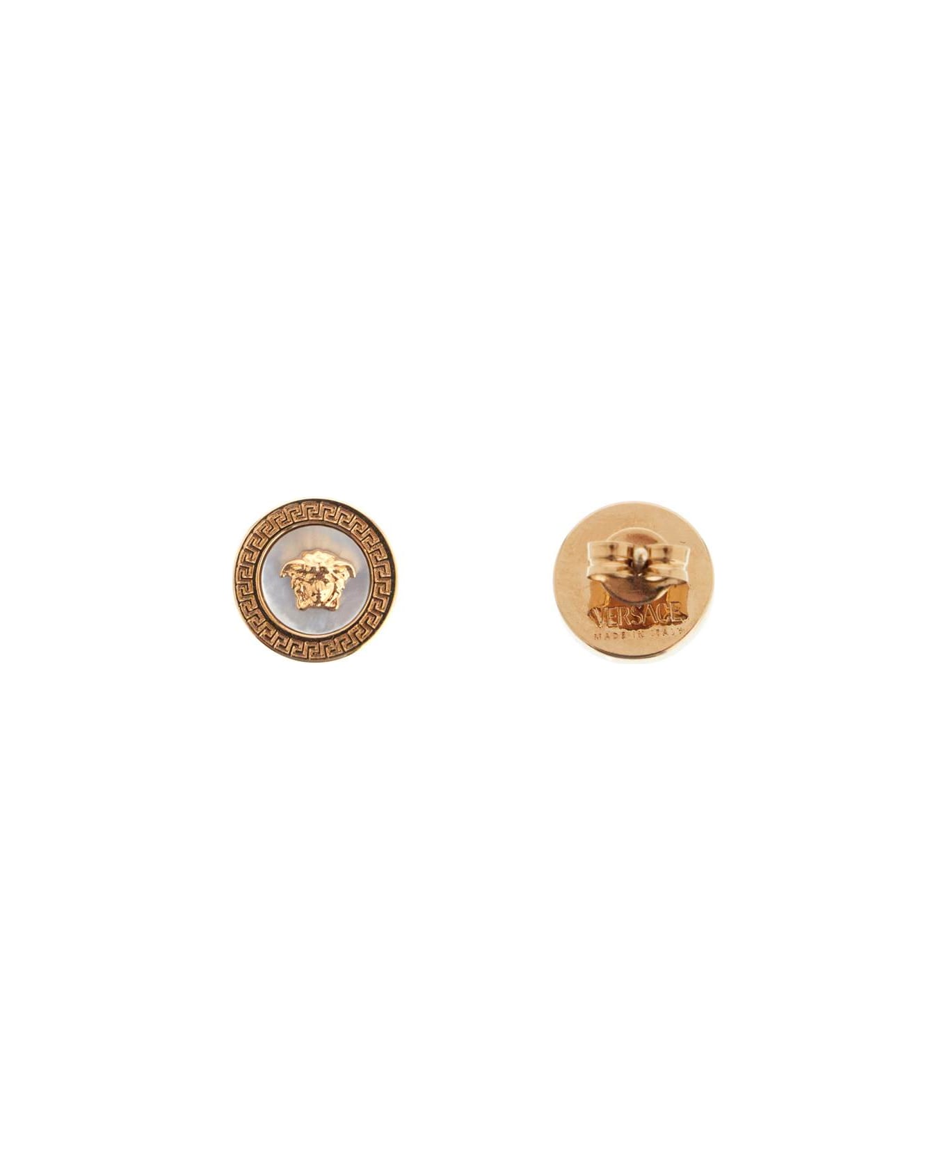 Versace Ic Button Earrings By Orecch - VERSACE GOLD-WHITE (Gold)