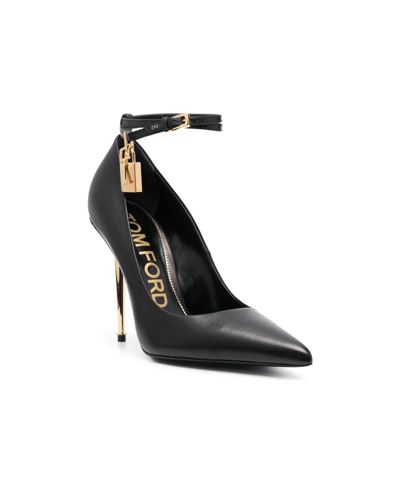 Tom Ford Black Pumps With Padlock Detail In Smooth Leather Woman - Black