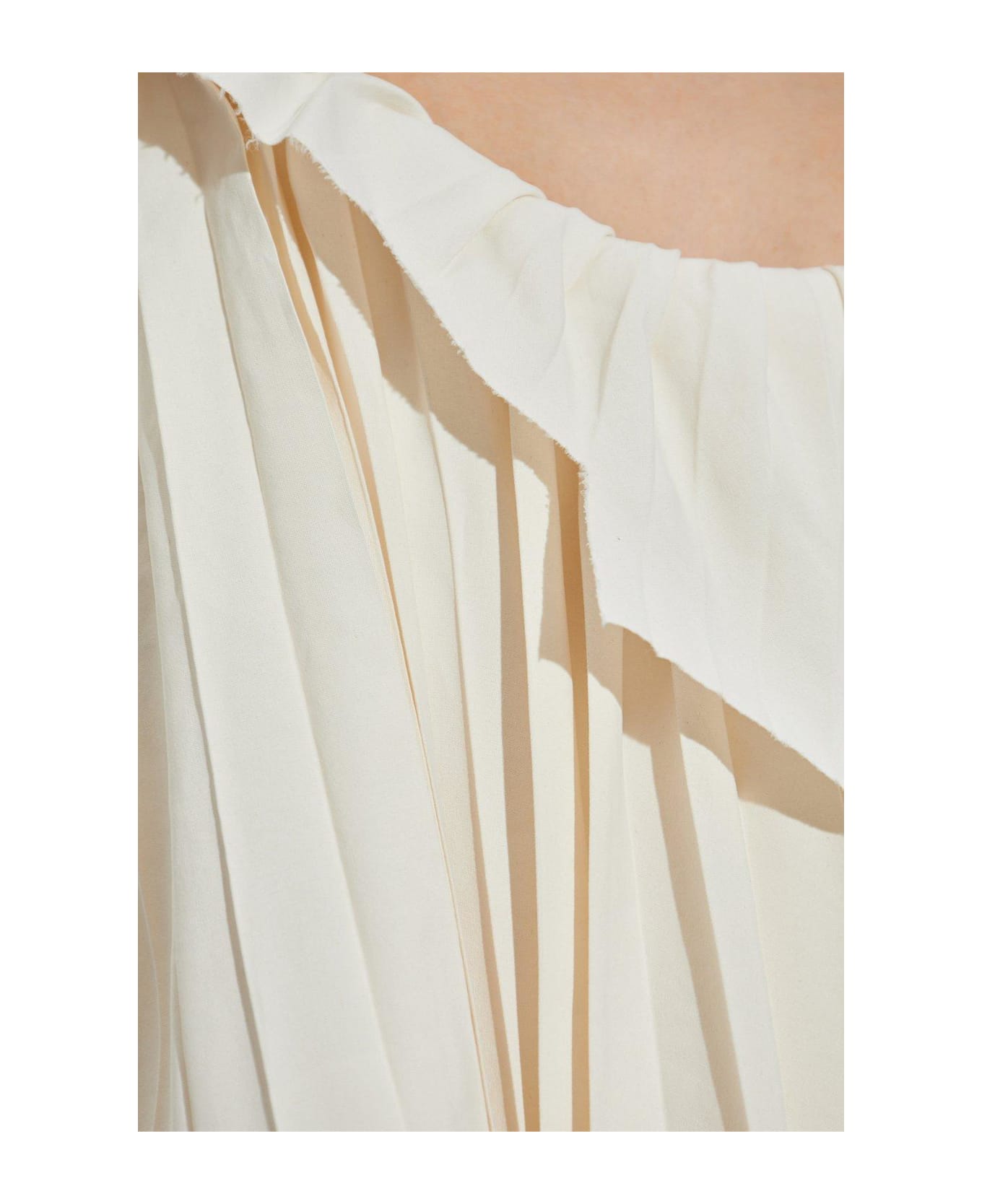 Alexander McQueen Pleated Off-shoulder Dress - IVORY
