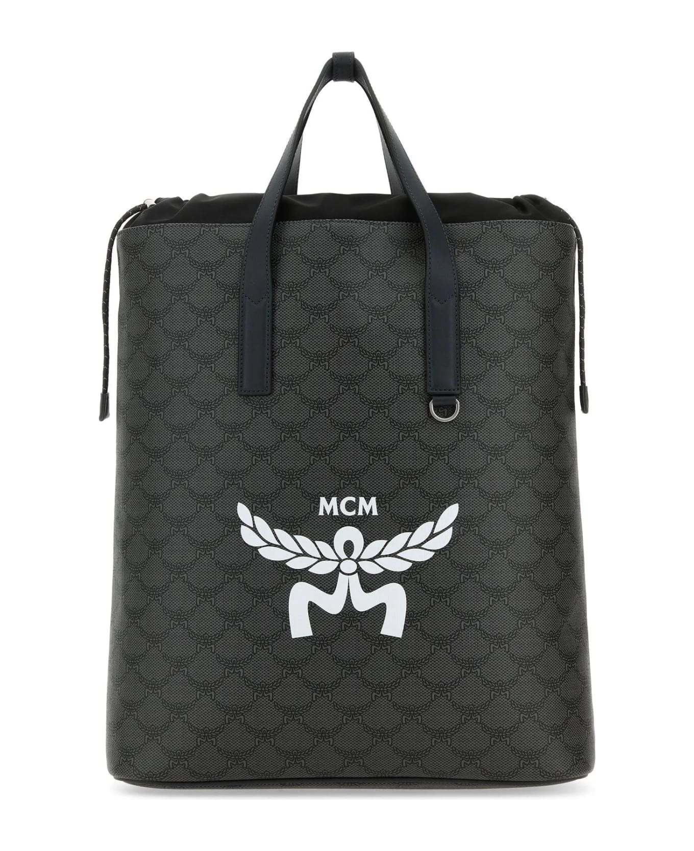 MCM Printed Canvas Himmel Backpack - BLACK/GREY