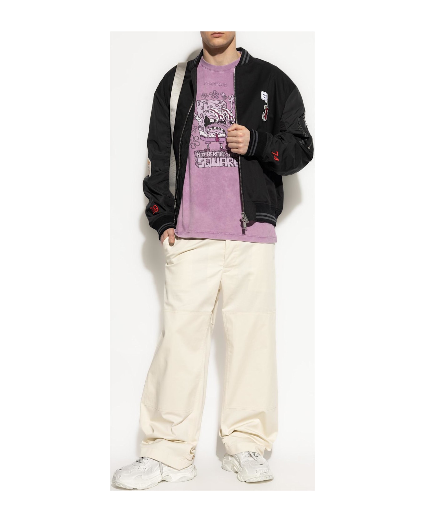 Iceberg Bomber Jacket With Patches - Black