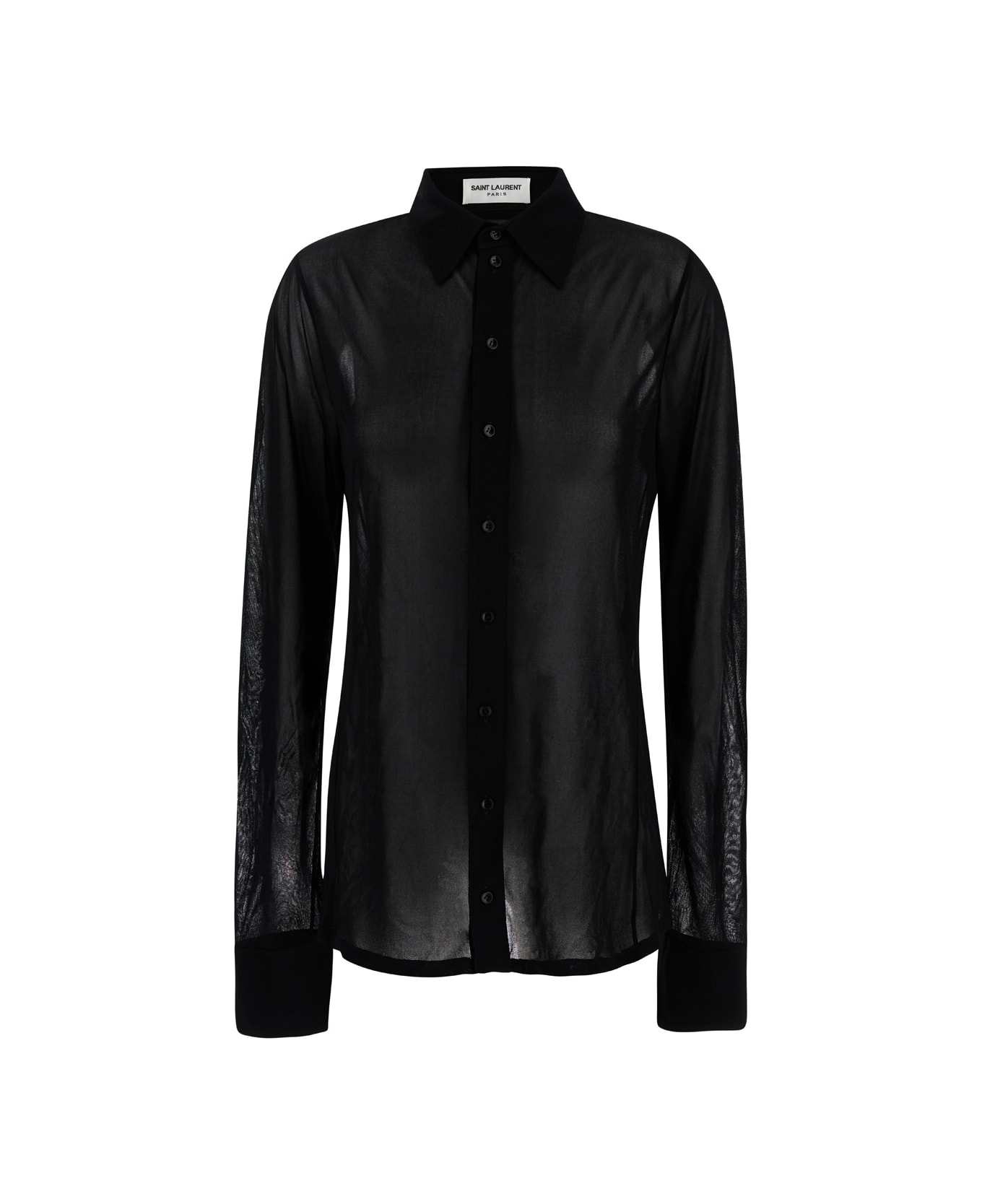 Saint Laurent Black Shirt With Transparent Effect In Jersey Crepe Woman - Black