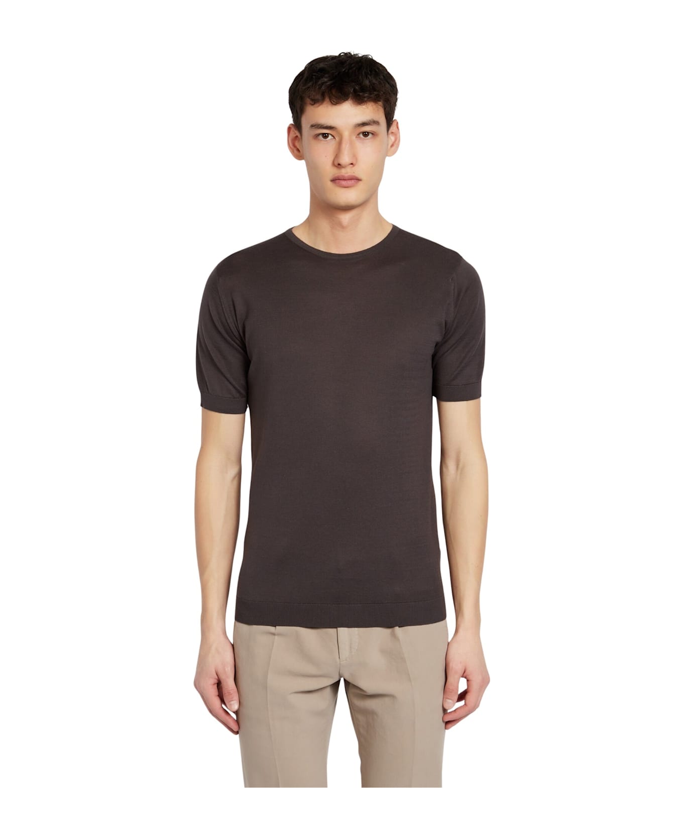 John Smedley Belden T-shirt Cn Ss - Chocolat
