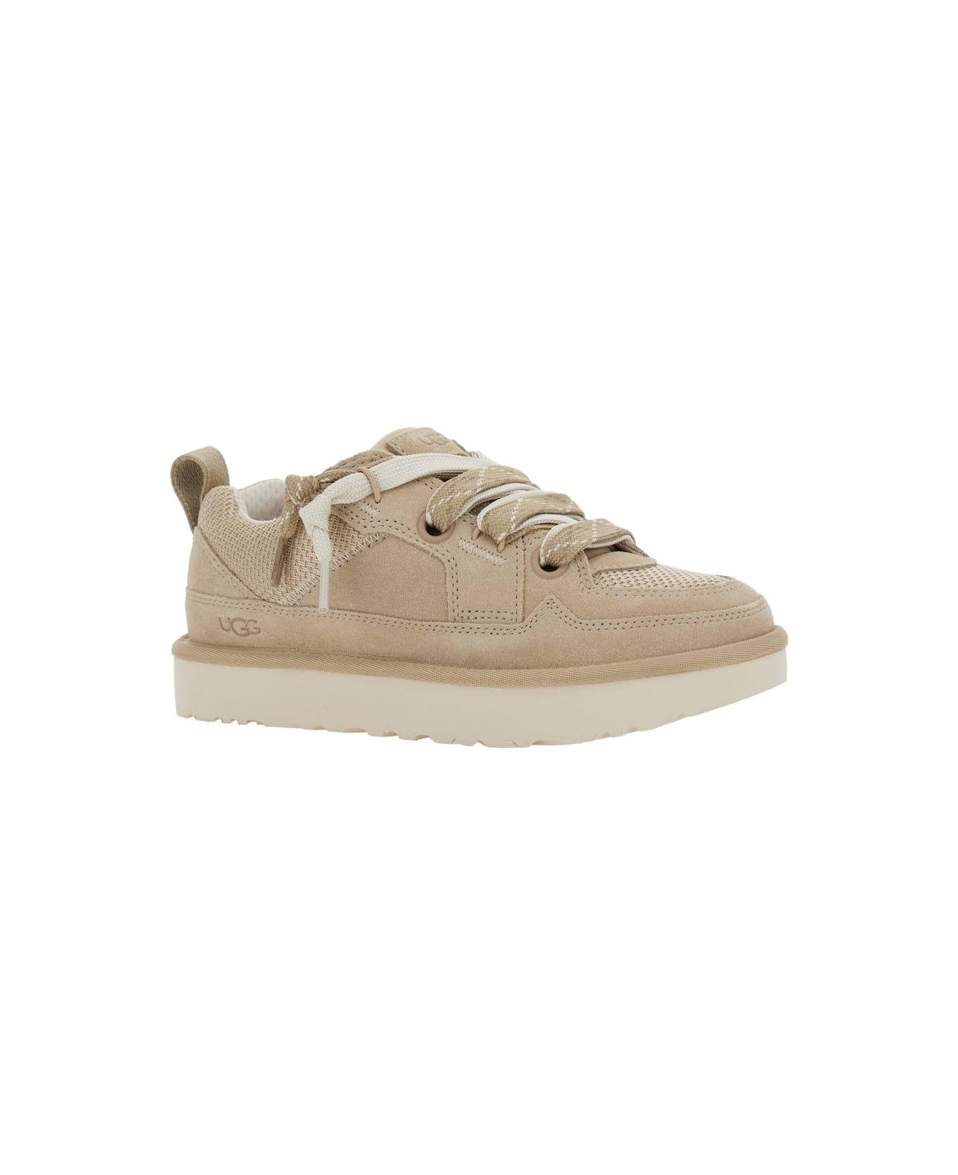 UGG 
lo Lowmel
 Beige Sneakers With Mesh Inserts And Logo On The Side In Suede Woman - Beige
