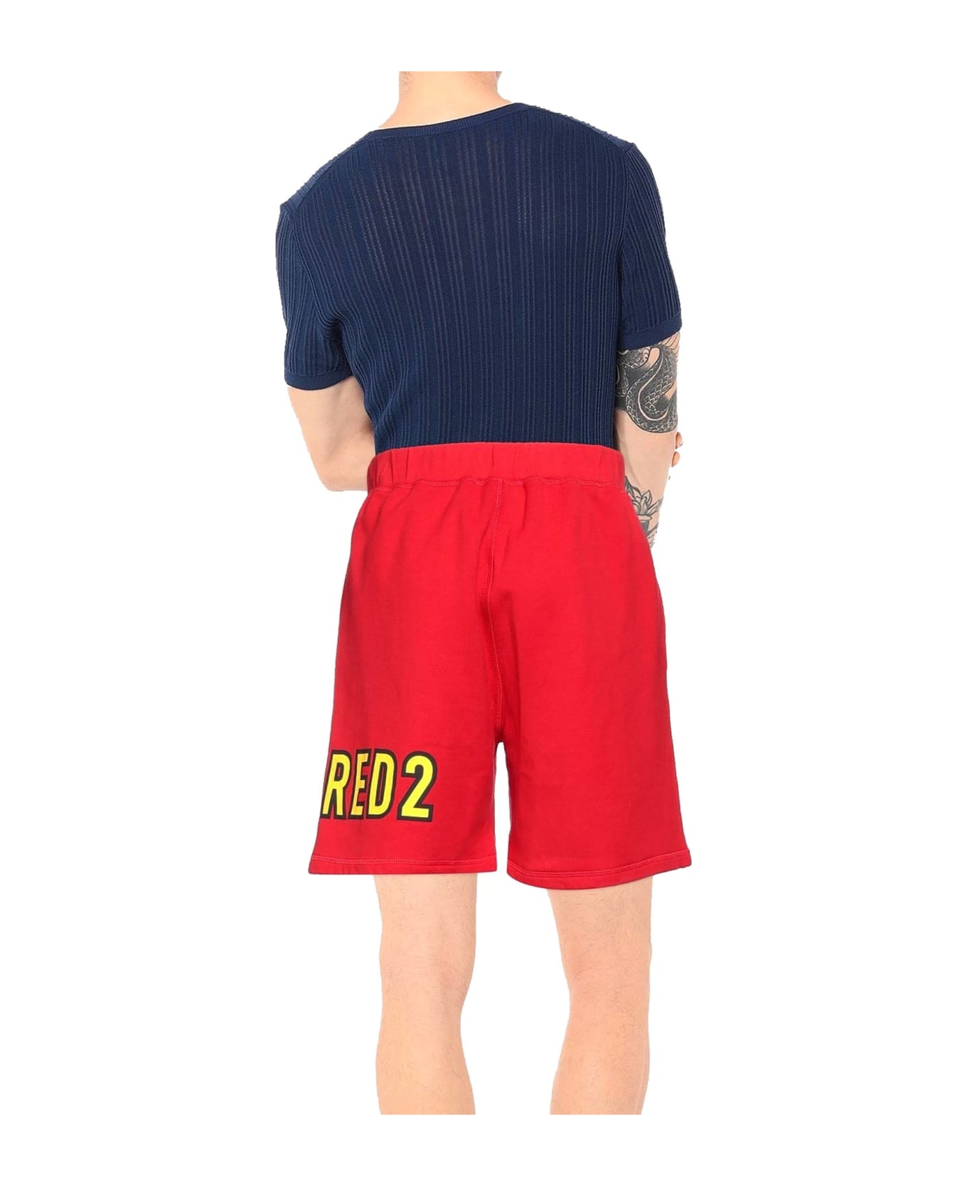 Dsquared2 Cotton Logo Shorts - Red