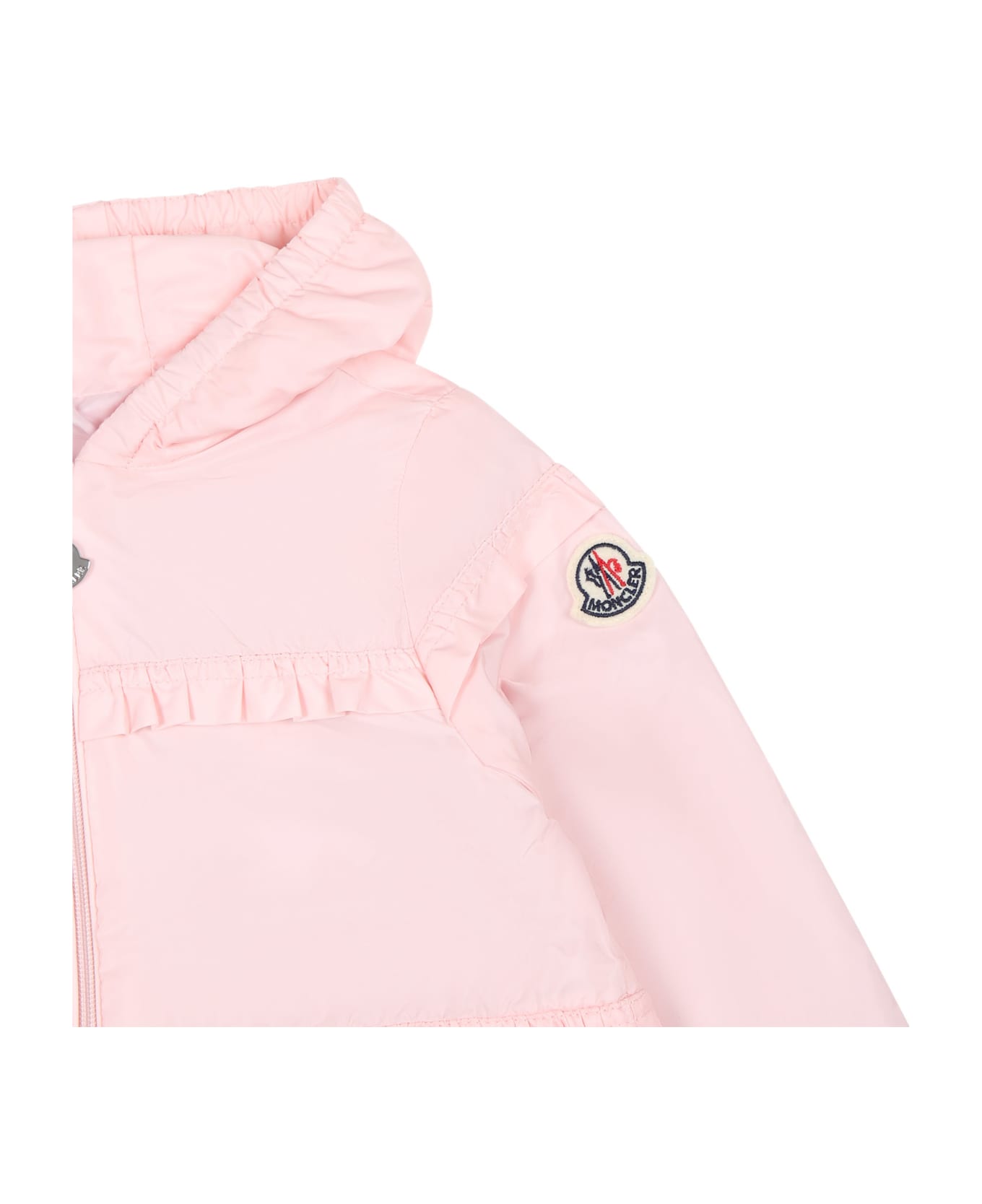 Moncler Pink Hiti Windbreaker For Baby Girl With Logo - 50 コート＆ジャケット