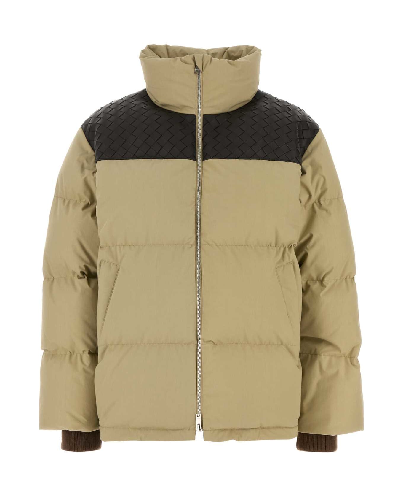 Bottega Veneta Beige Cotton Down Jacket - TRAVERTINE