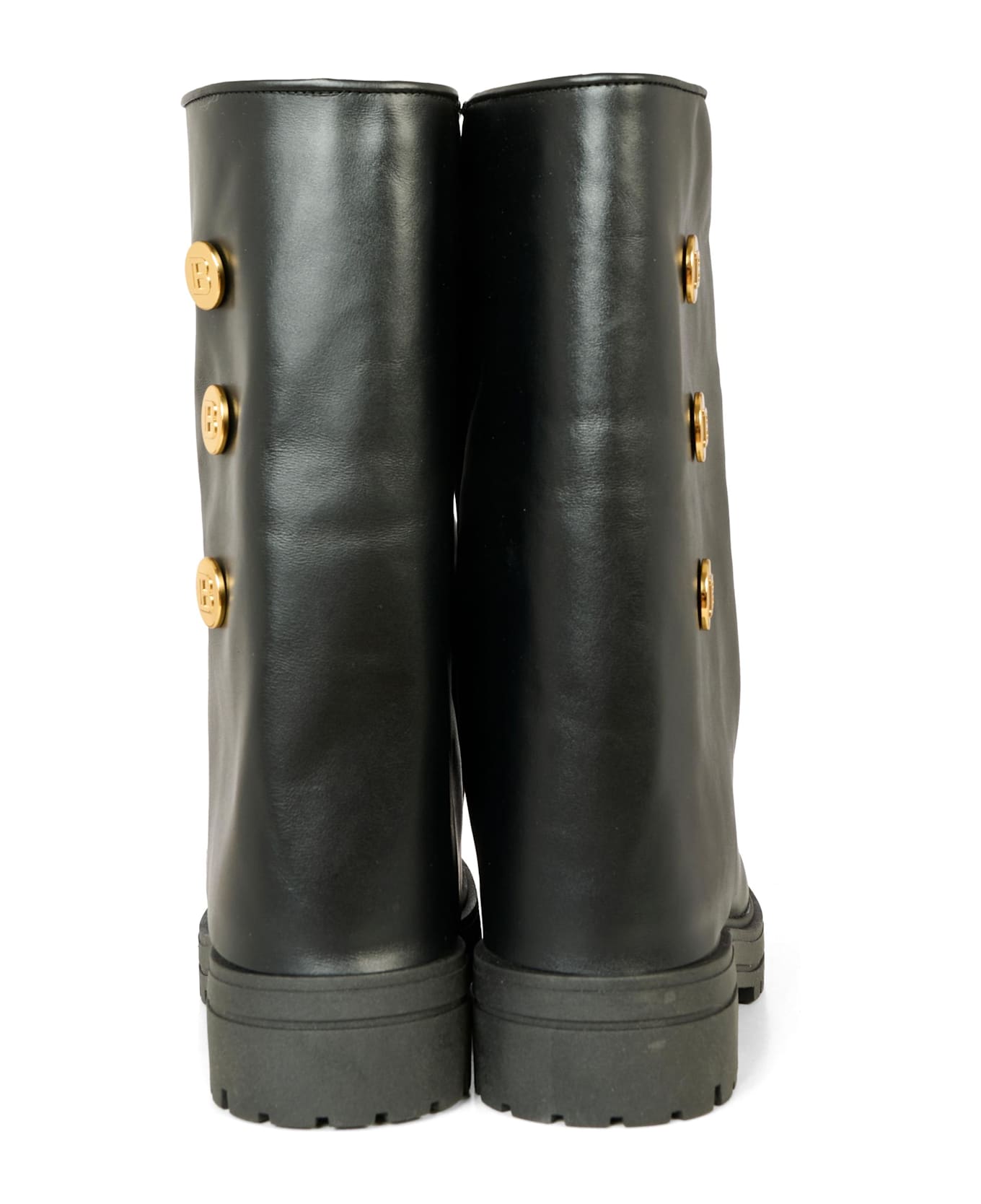 Balmain Black Boots For Girl With Buttons - Black