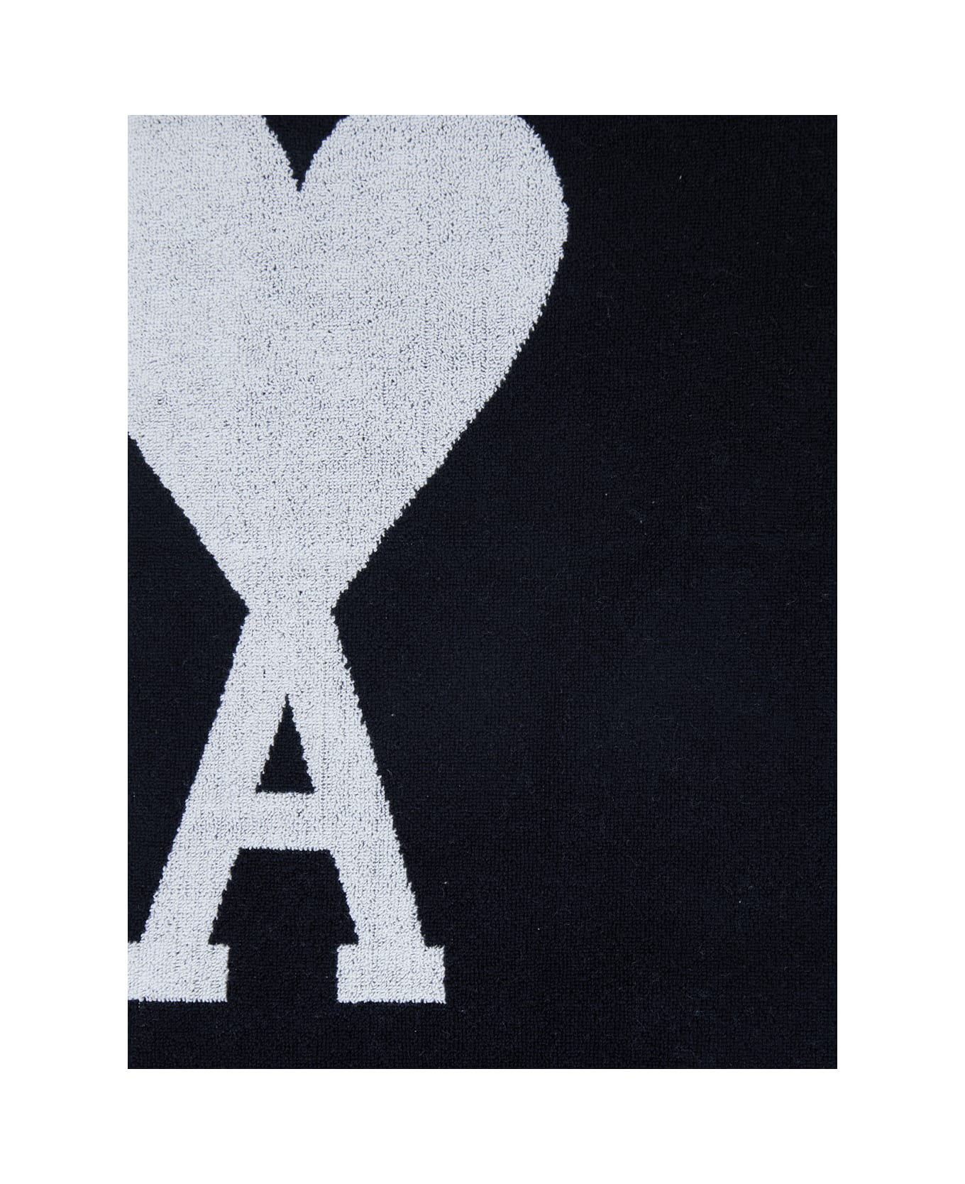 Ami Alexandre Mattiussi Black Beach Towel With Contrasting Monogram In Cotton - White