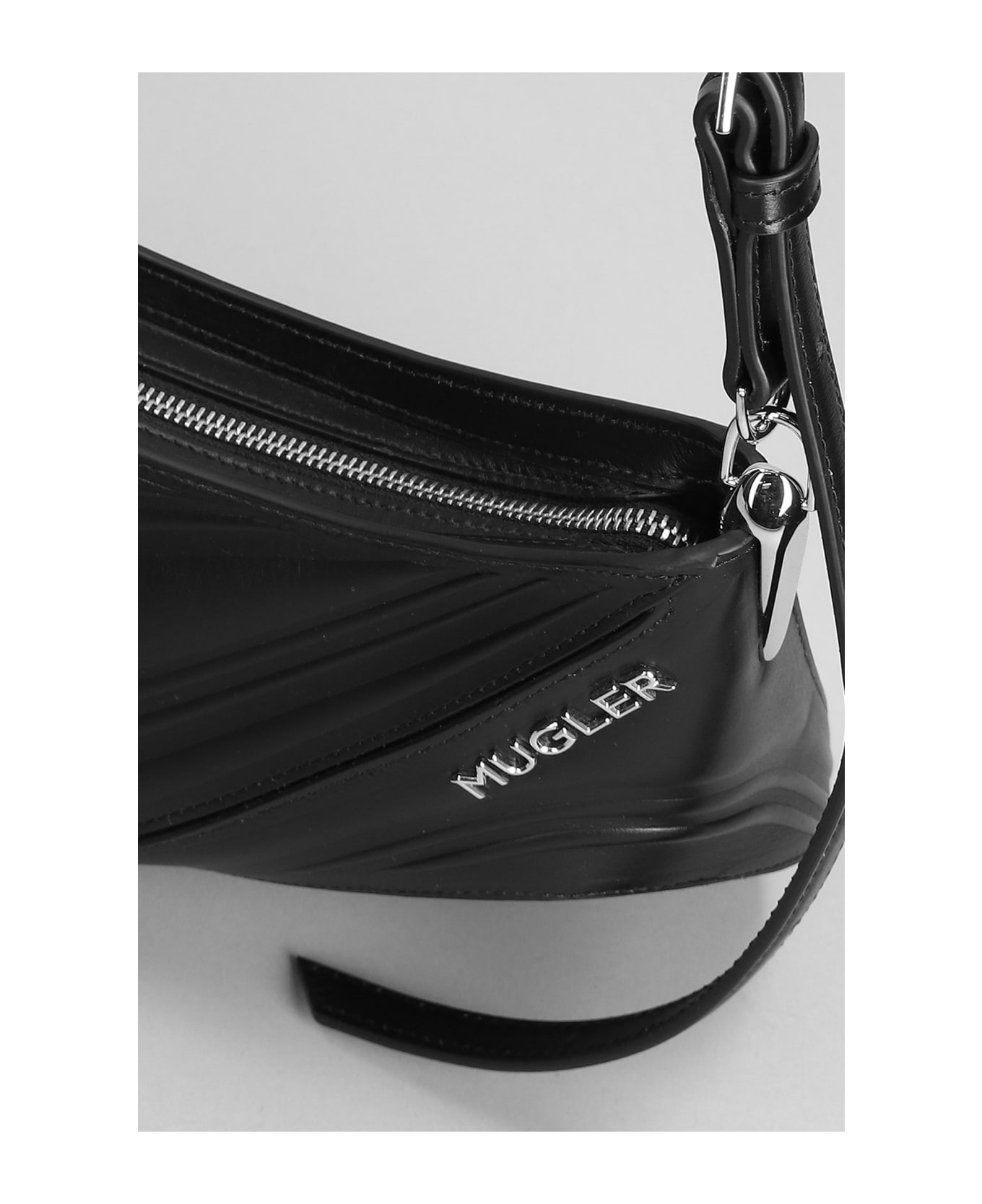 Mugler Shoulder Bag In Black Leather - black