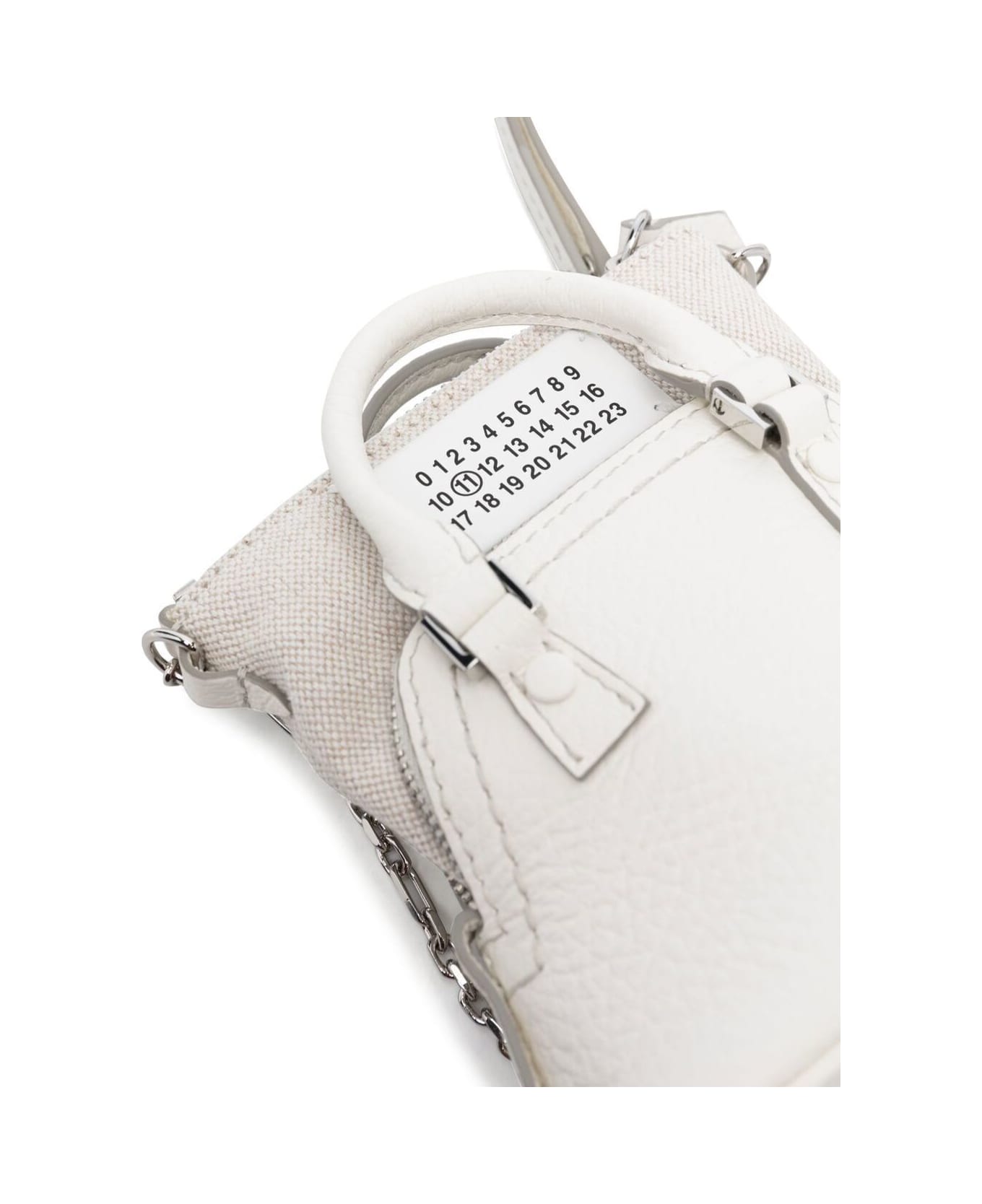 Maison Margiela '5ac Baby' White Shoulder Bag With Logo Label In Grainy Leather Woman - White