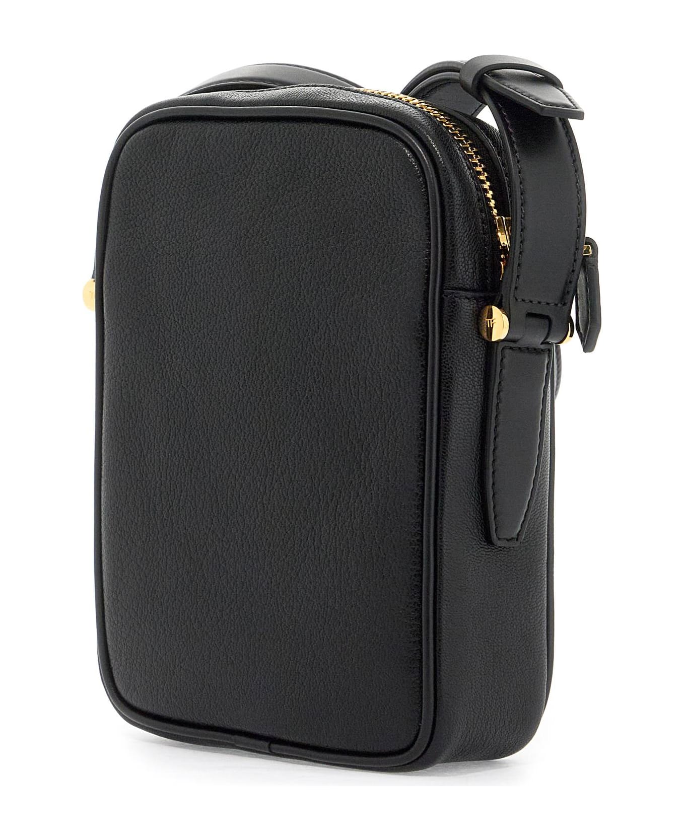 Tom Ford Logo Leather Shoulder Strap - BLACK (Black)