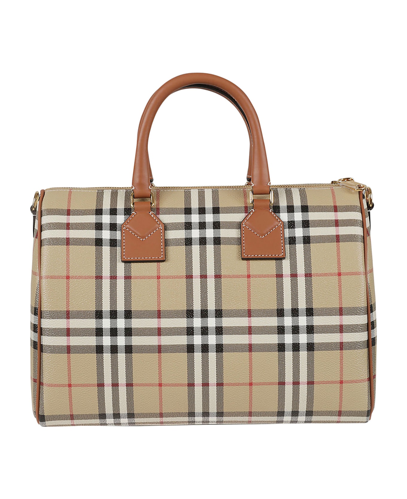 Burberry Top Handle Check Tote - Beige