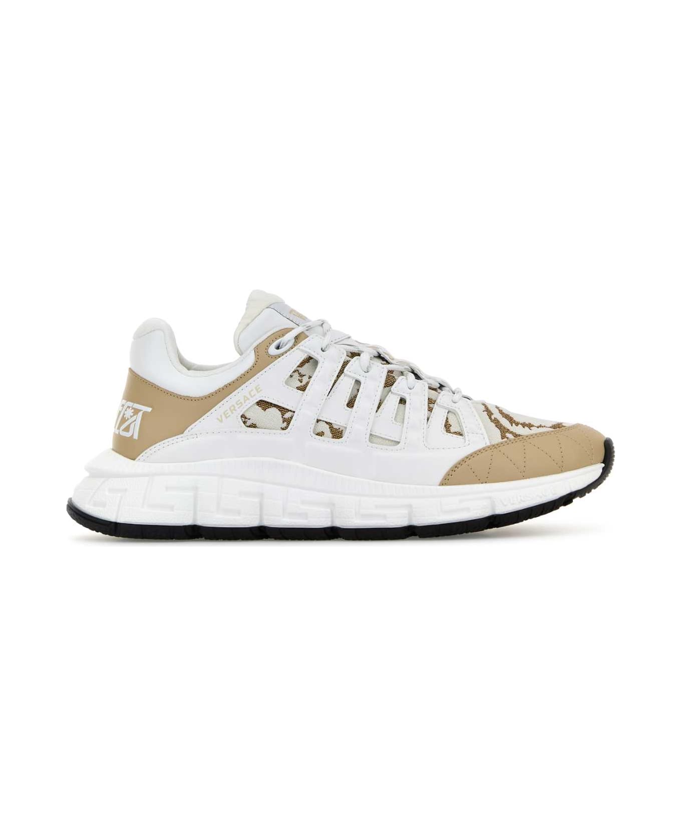 Versace White Trigreca Barocco Sneakers - LIGHTSANDWHITEGOLD