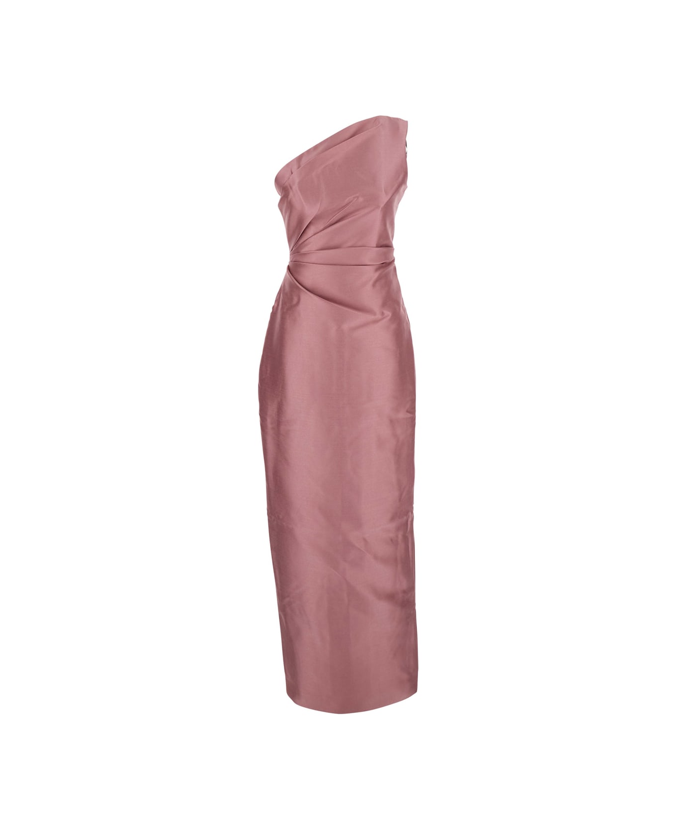 Solace London 
kira
 Pink One-shoulder Long Dress With Draped Details In Twill Woman - Pink