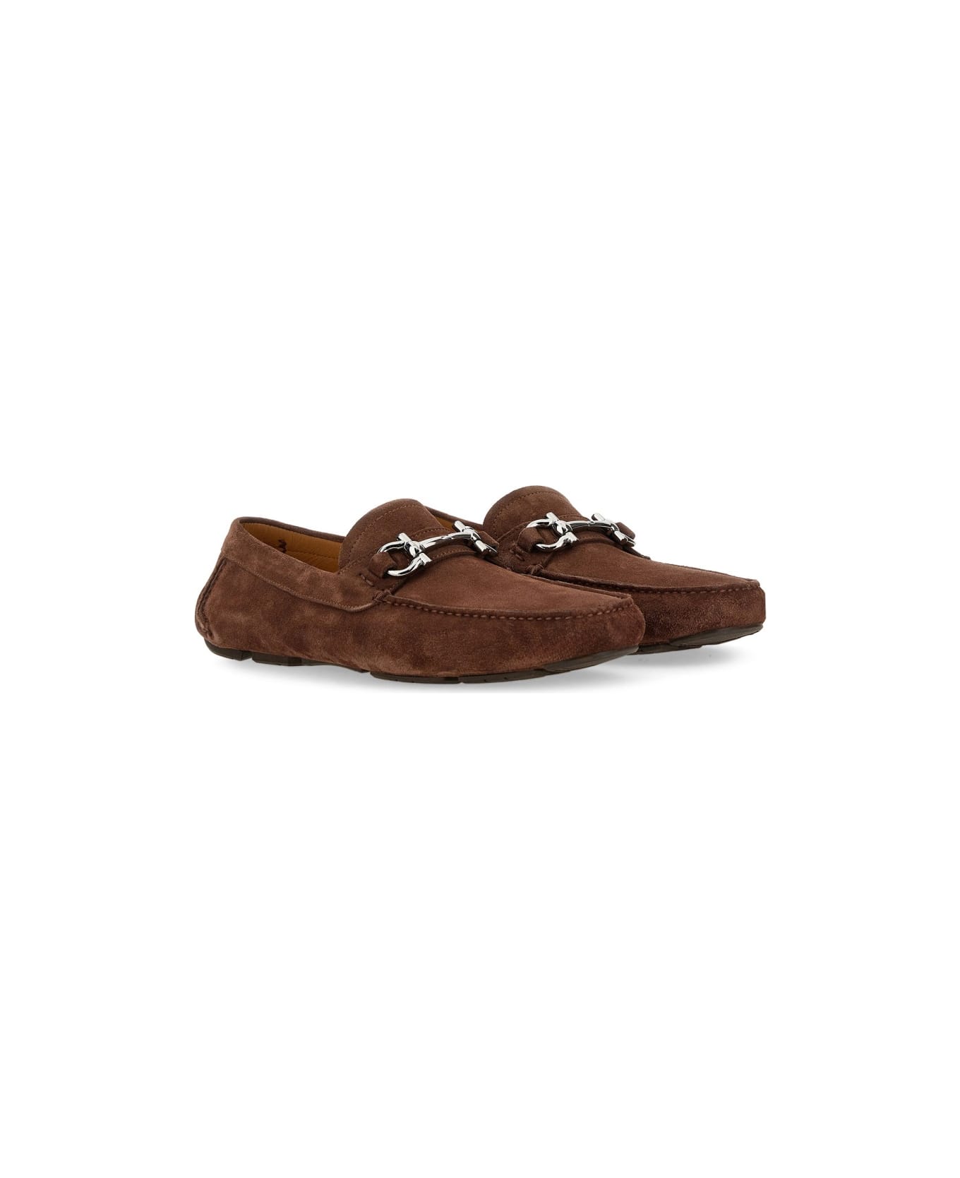 Ferragamo Moccasin Ornament Gancini - BROWN