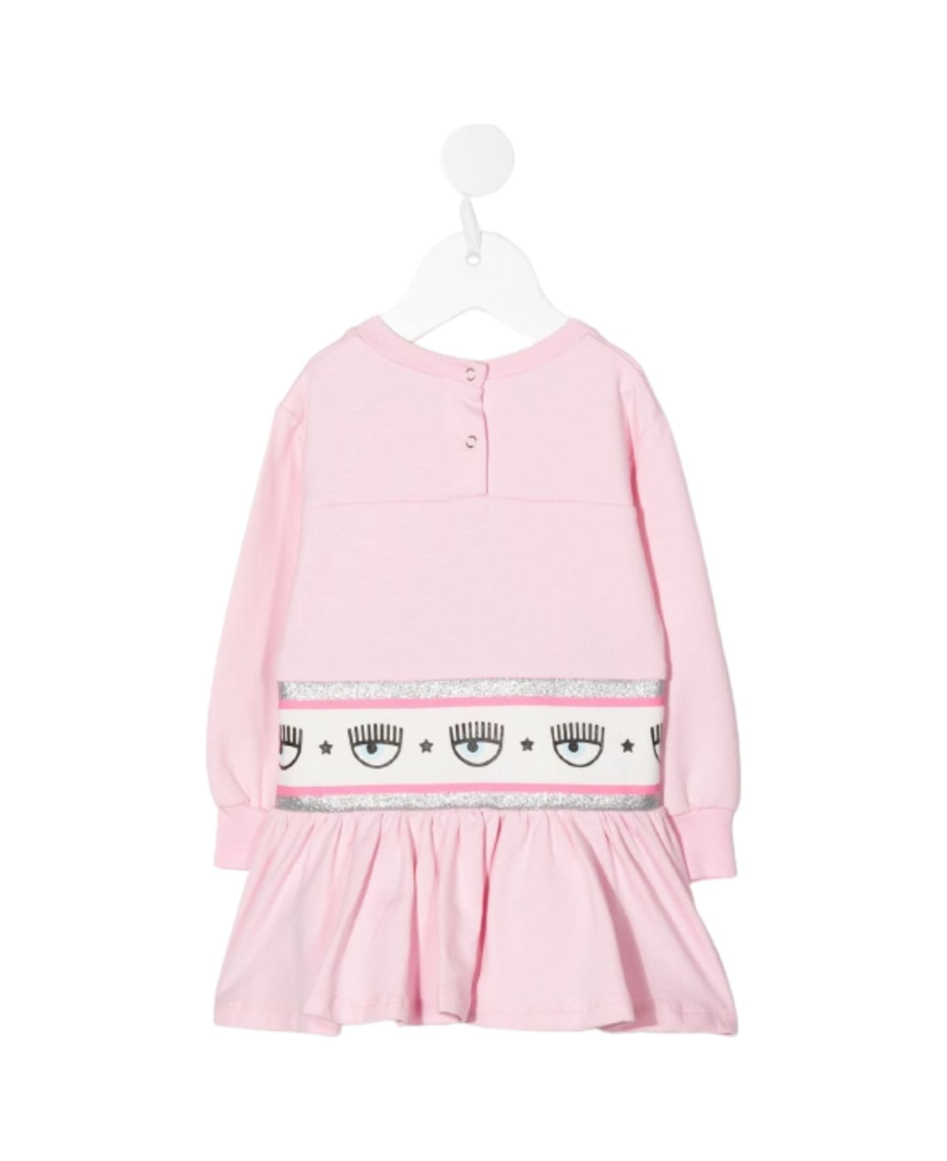 Chiara Ferragni Light Pink Sweater Dress In Cotton With Embossed Logo On The Waist - PINK ワンピース＆ドレス