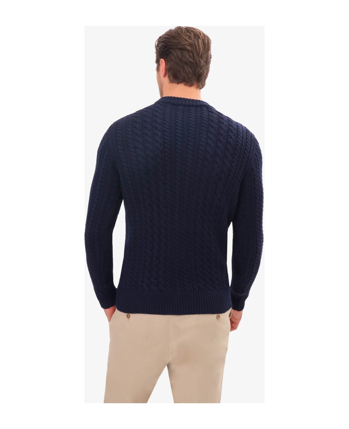 Larusmiani Cable Knit Sweater 'col Du Pillon' Sweater - MidnightBlue