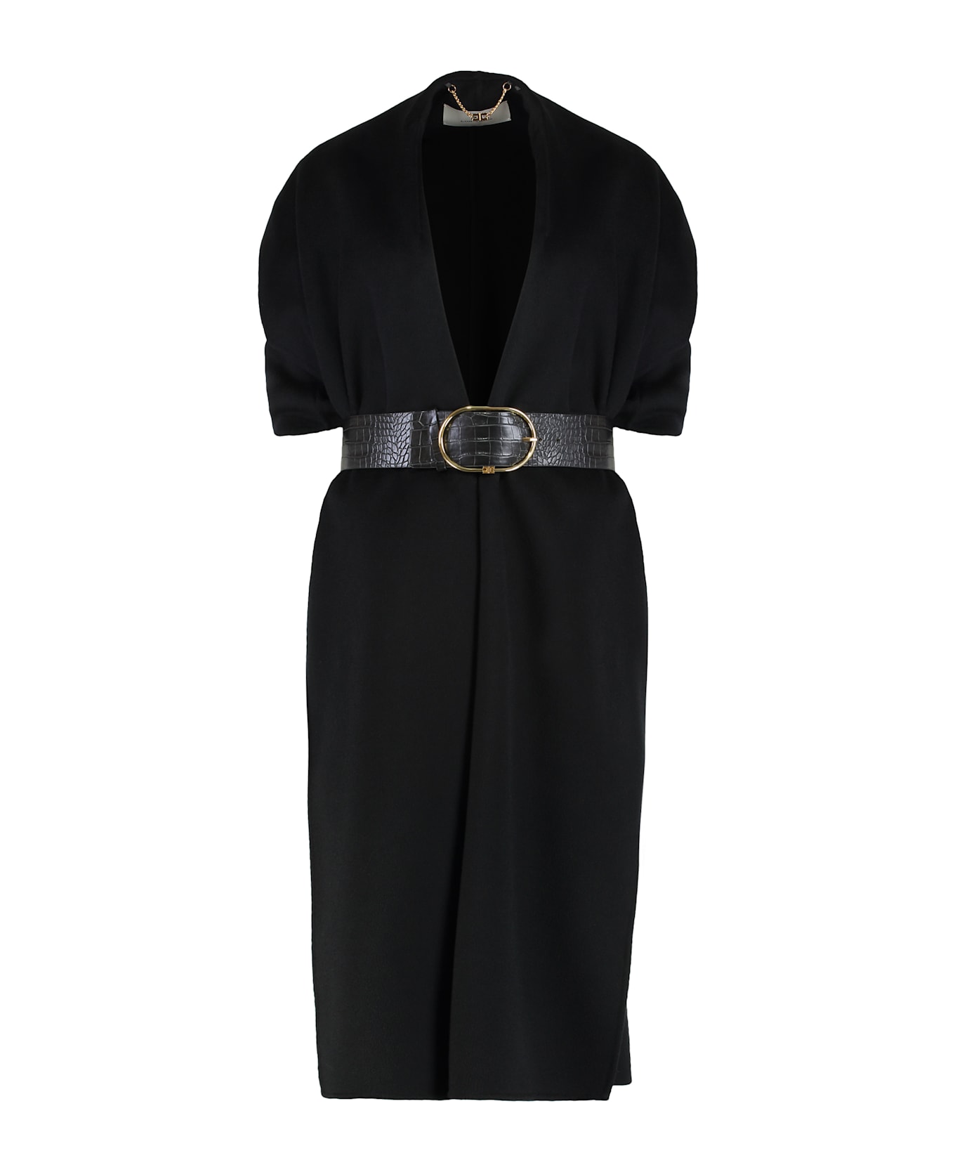 Elisabetta Franchi Mantle In Wool Fabric Double - black