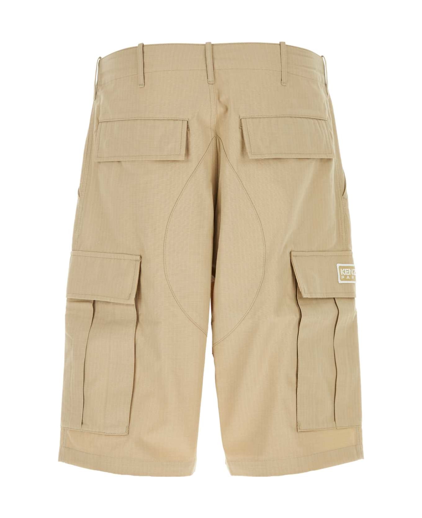 Kenzo Beige Cotton Bermuda Shorts - BEIGE