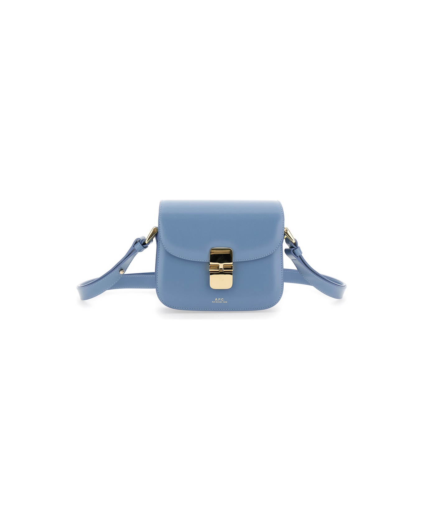 A.P.C. 'grace Small' Light Blue Shoulder Bag With Flap And Adjustable Shoulder Strap In Leather Woman - Light blue