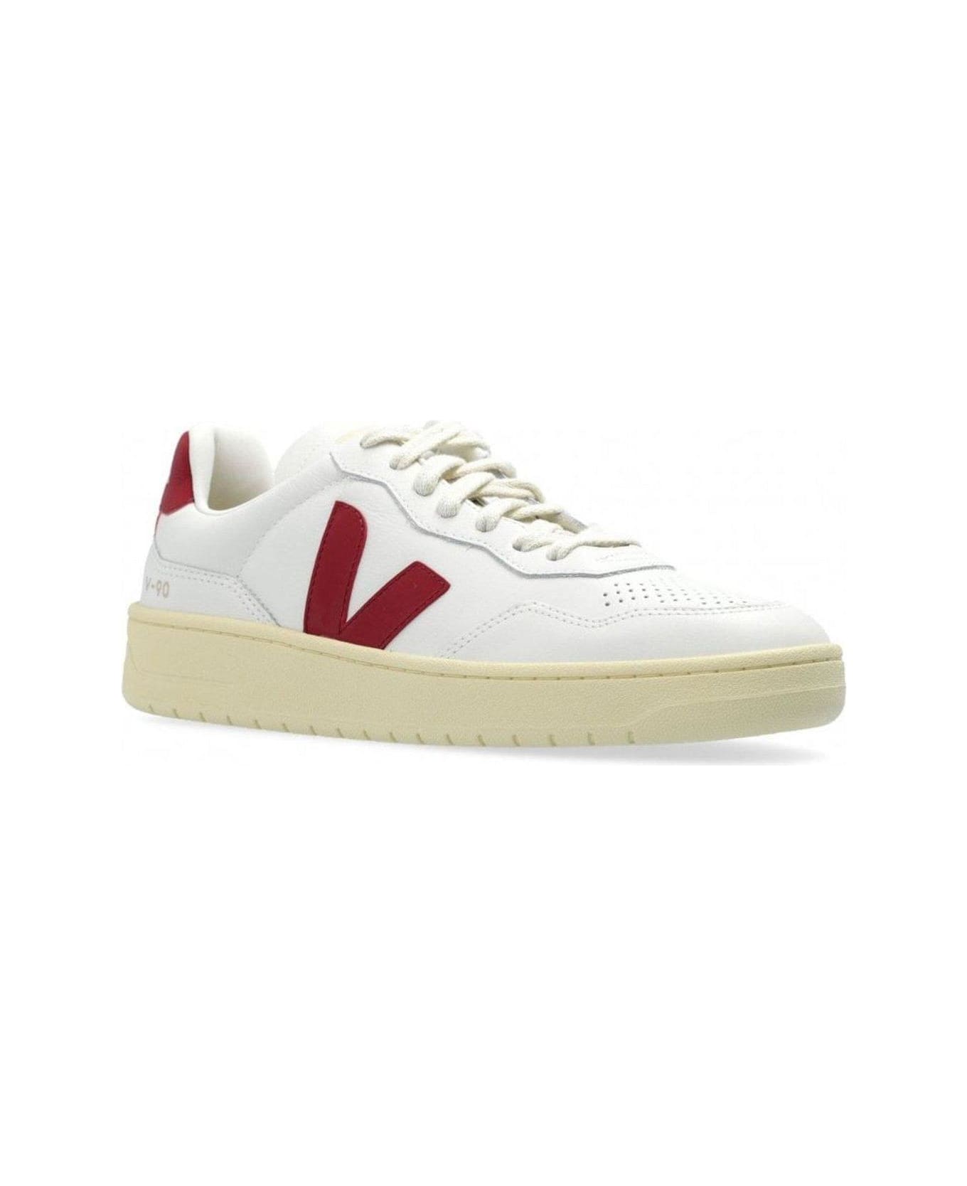 Veja V90 Marsala Low-top Sneakers - White