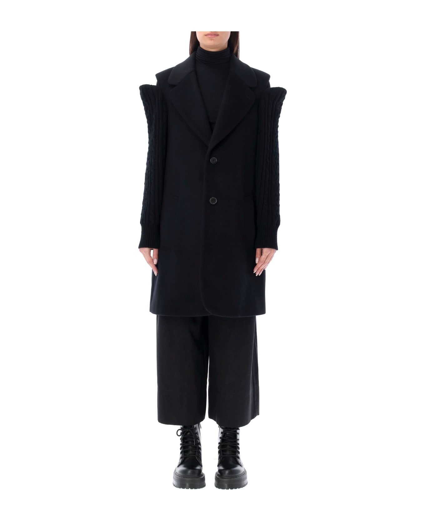 Noir Kei Ninomiya Coat Wool - BLACK