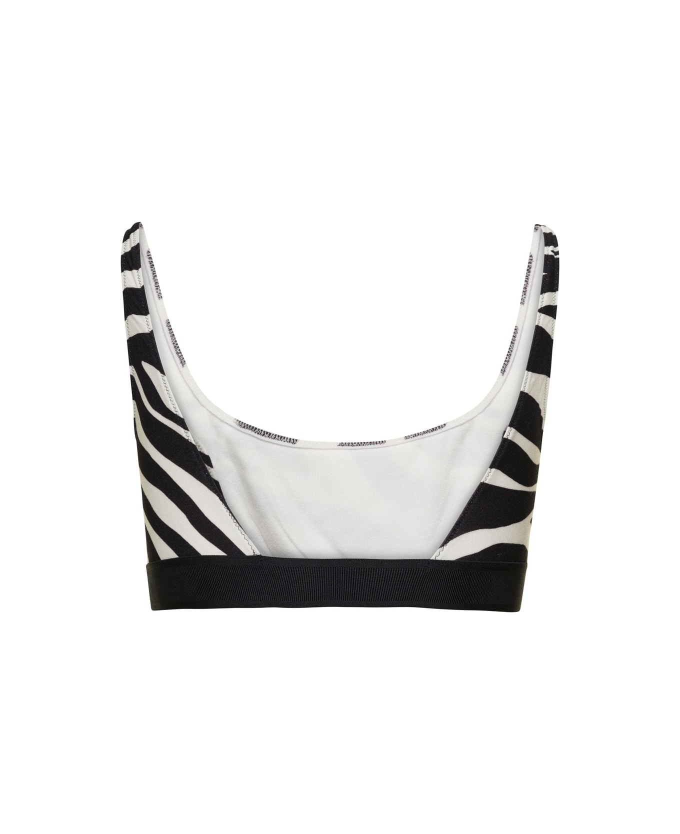 Tom Ford Black And White Zebra-striped Bralette In Techno Fabric Stretch Woman - White/black