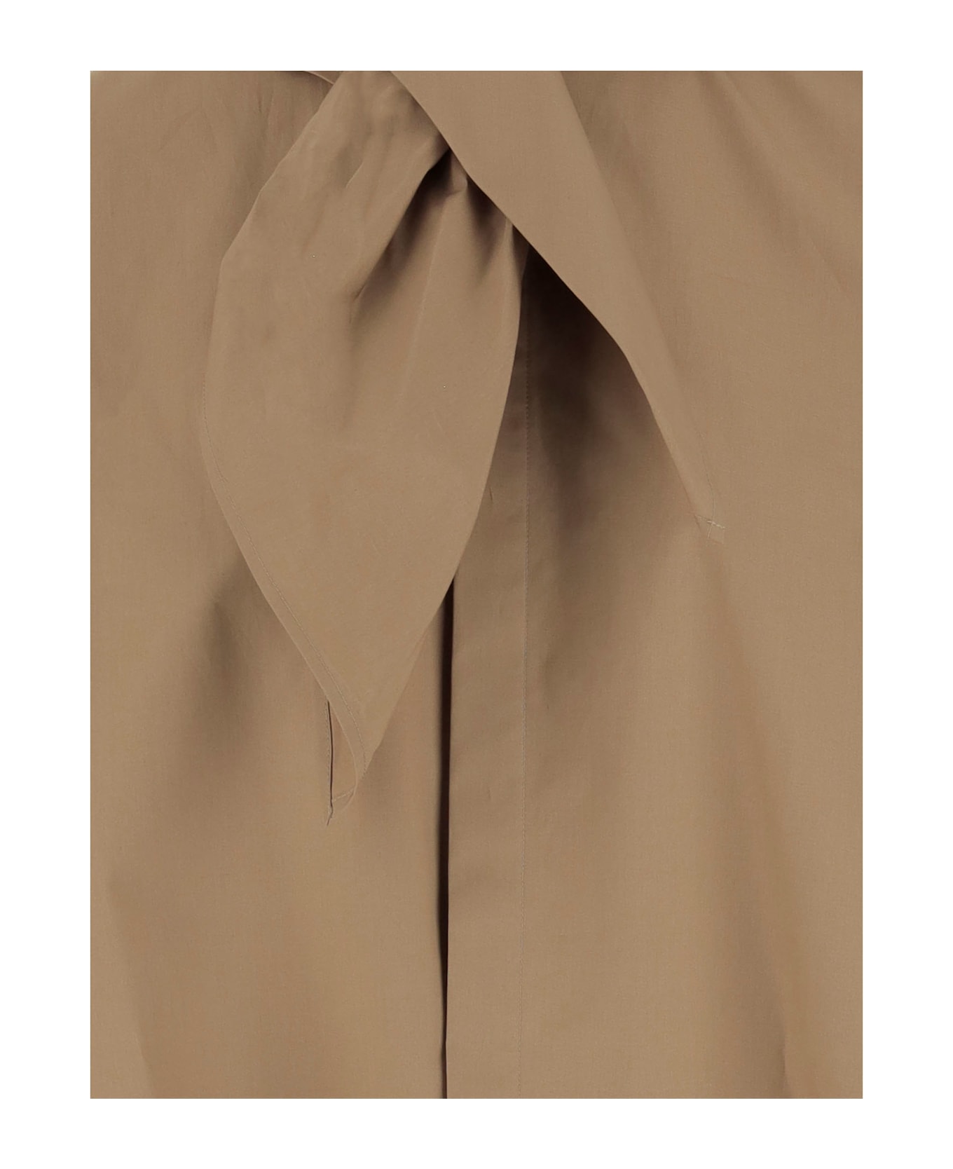 Carven Cotton Shirt With Bow - Beige