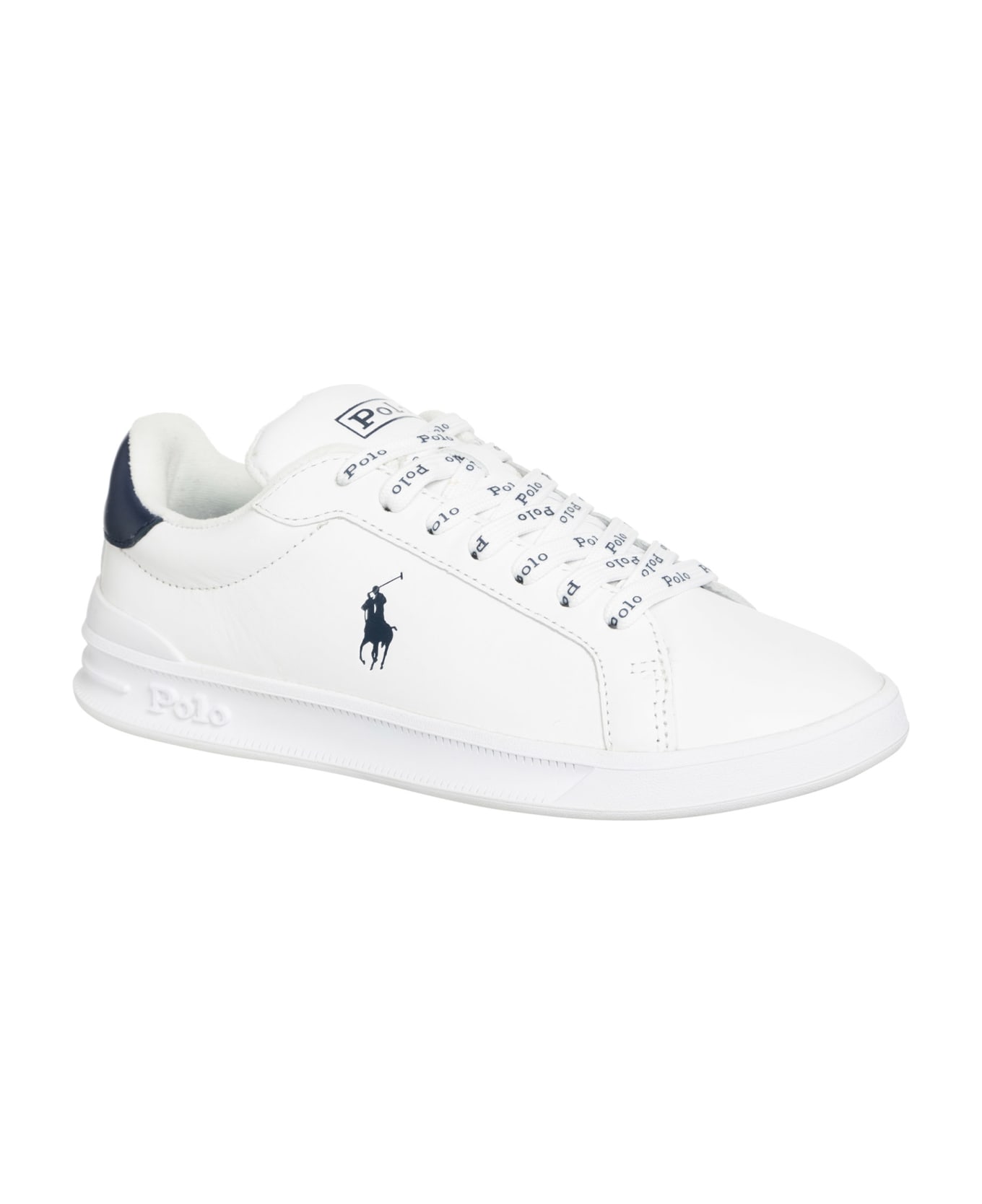 Polo Ralph Lauren Heritage Court Ii Leather Sneakers - White/blue スニーカー