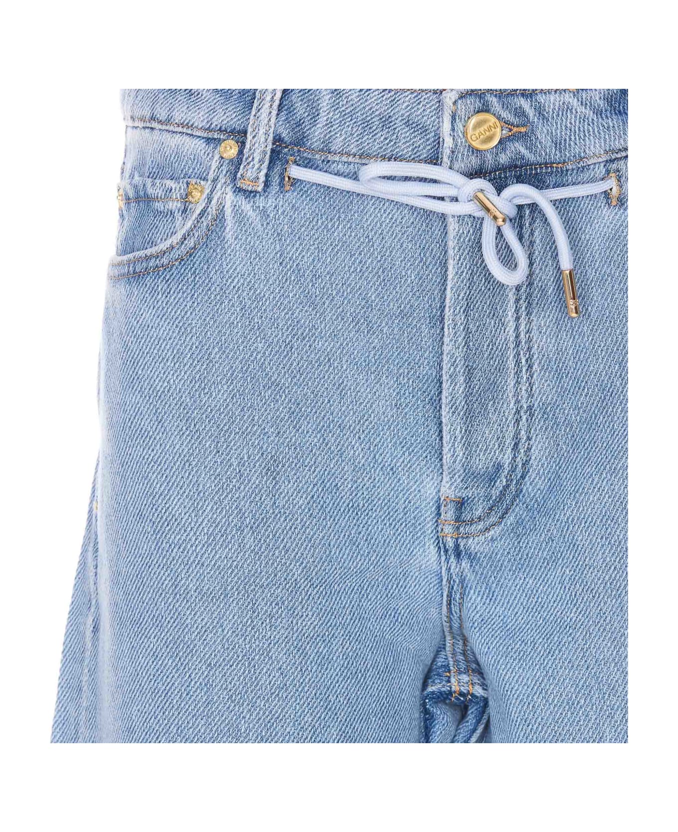 Ganni Light Blue Organic Cotton Jeans - LIGHT BLUE STONE