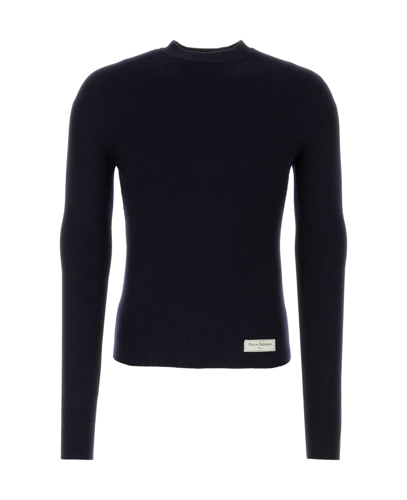 Balmain Navy Blue Wool Sweater - BLEUMARINEFONCÉ ニットウェア