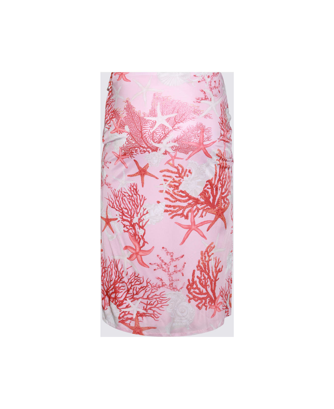 Versace Pink And Whte Viscose Skirt - DUSTY ROSE/CORAL